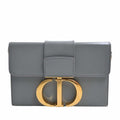 CHRISTIAN DIOR Leather 30 Montaigne Box Bag Shoulder Gray Women's
