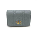 CHRISTIAN DIOR Wallet Caro Cannage XS Coin Case Purse Cloud Blue Bifold CD Ladies Calfskin Leather S5132UWHC ChristianDior