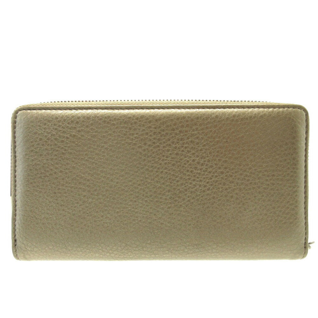 GUCCI 308004 Soho Interlocking G Leather Gunmetal Round Long Wallet