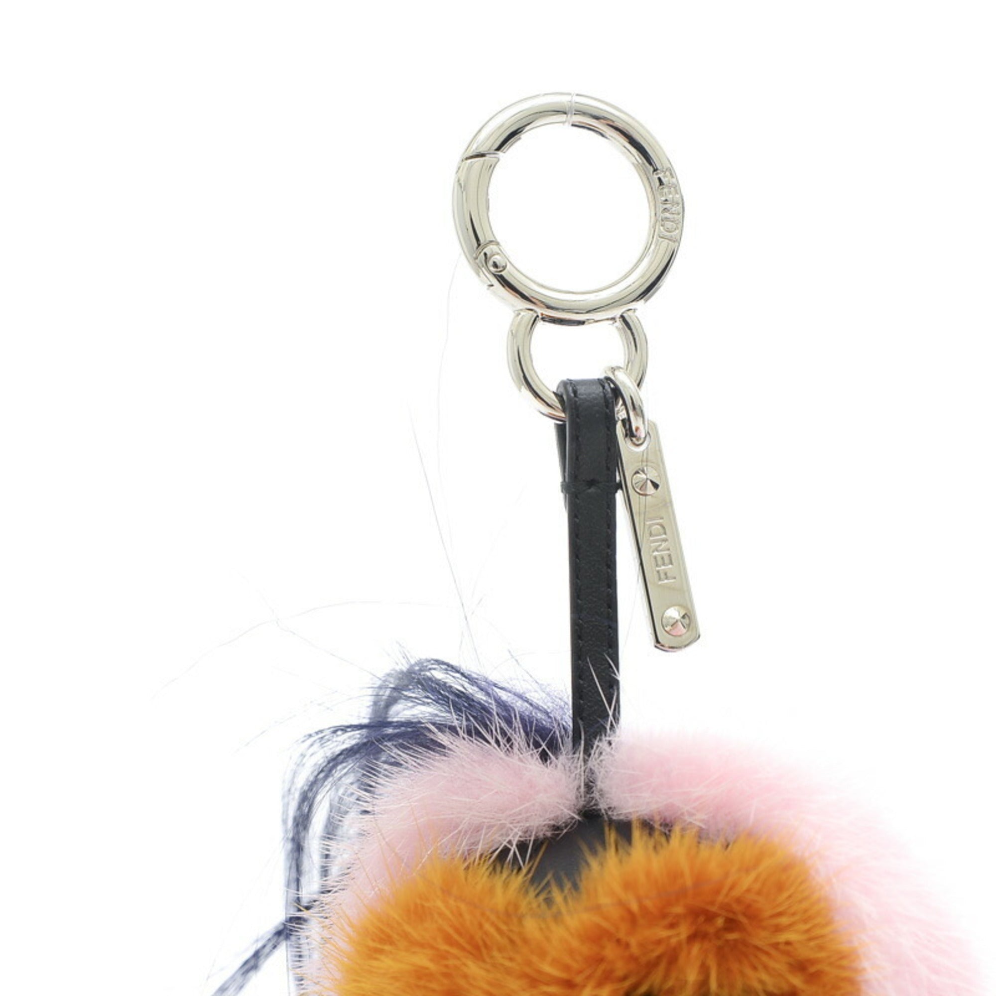 FENDI Monster Bag Bugs Charm Mink Fur Pink 7AR466