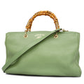 GUCCI  Bamboo 2way Bag 323660 Leather Handbag,Shoulder Bag Light Green