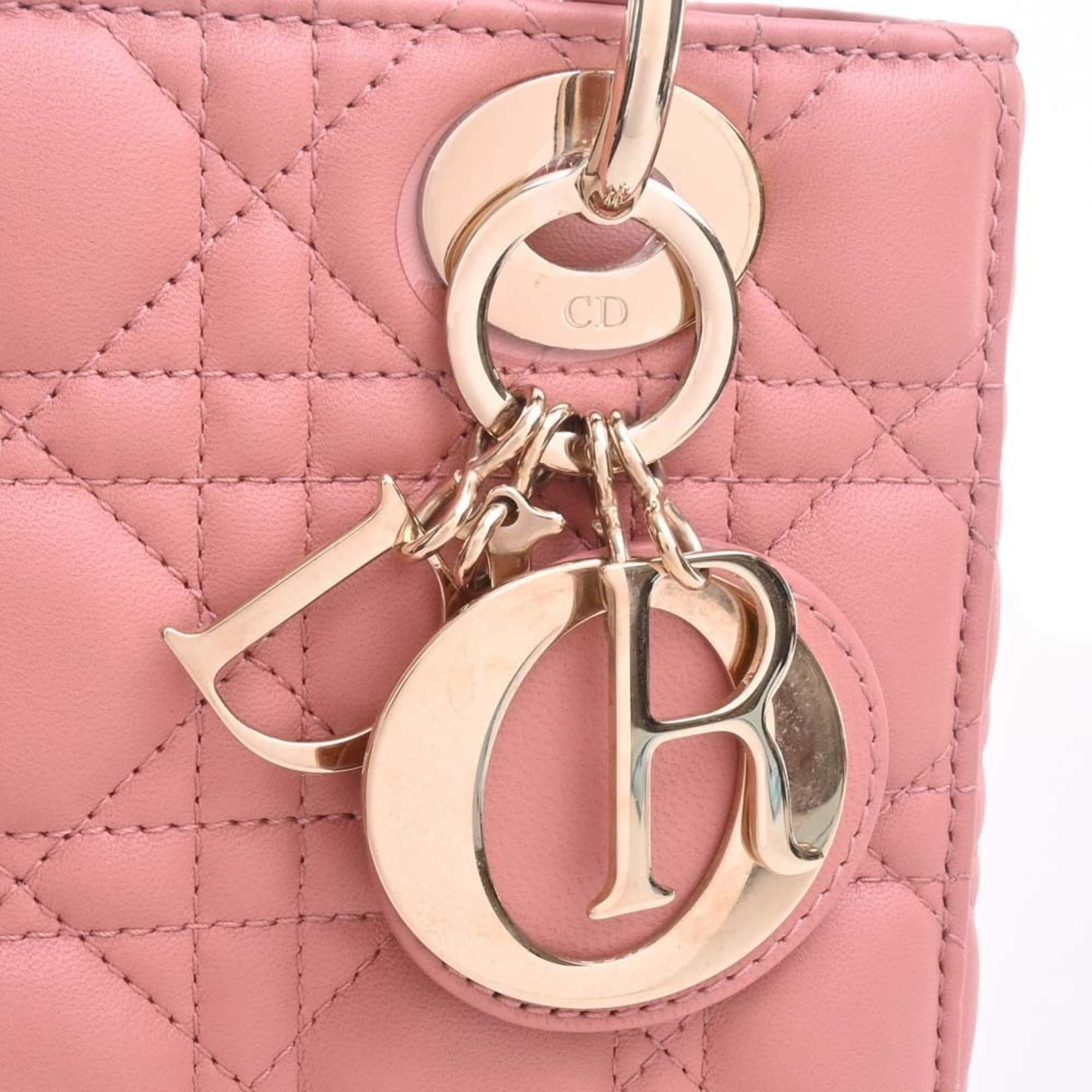 CHRISTIAN DIOR MY ABC DIOR My Lady Cannage Leather Handbag Pink Ladies