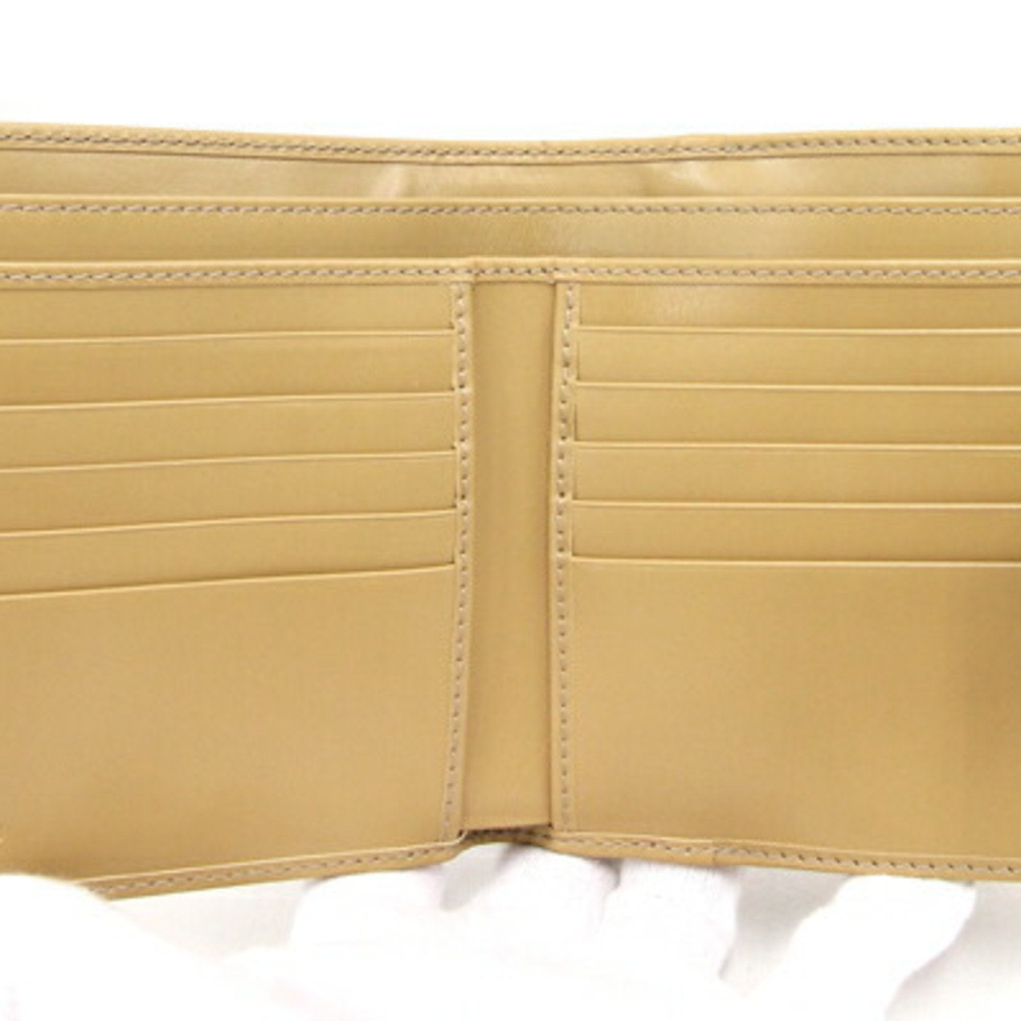 GUCCI W Wallet GG 233053 Beige Canvas Leather Ladies Sherry Line