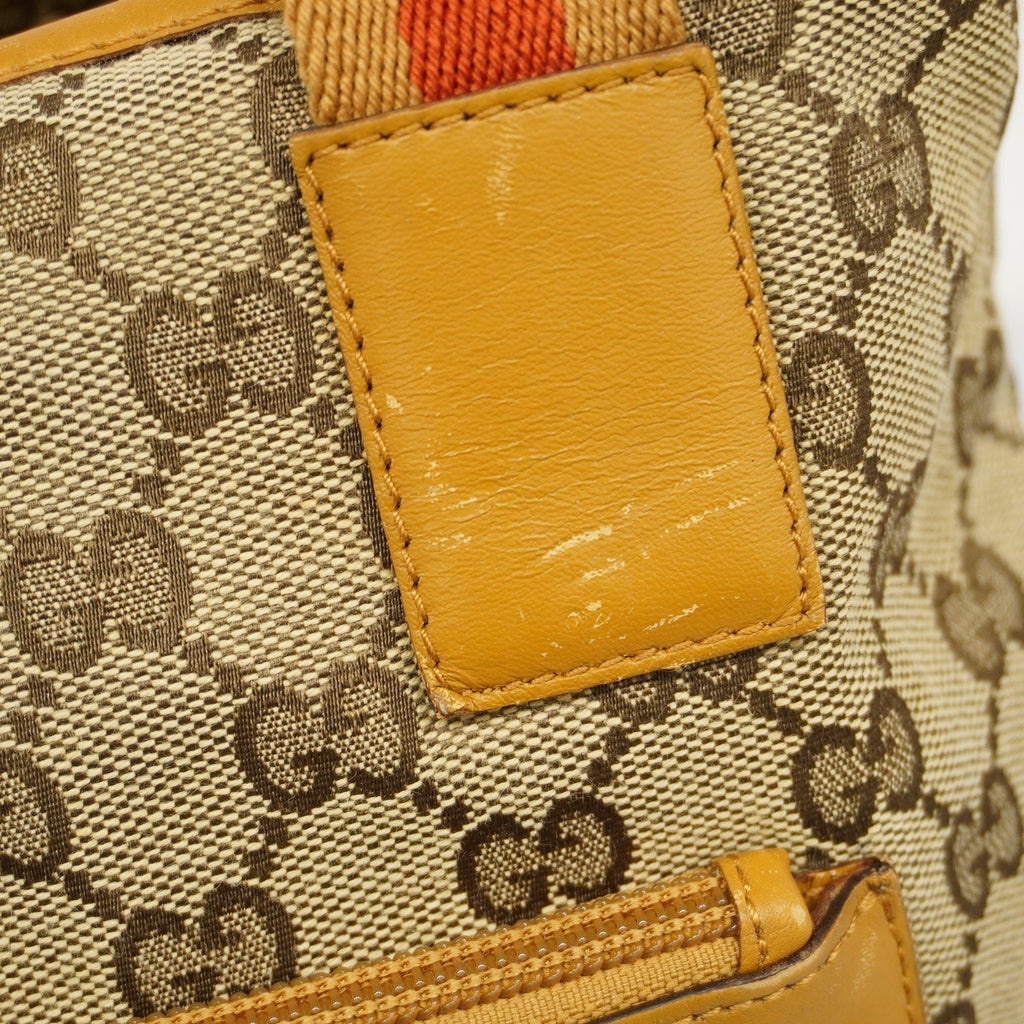 GUCCI  GG Canvas 019 0402 Women's Leather Tote Bag Beige
