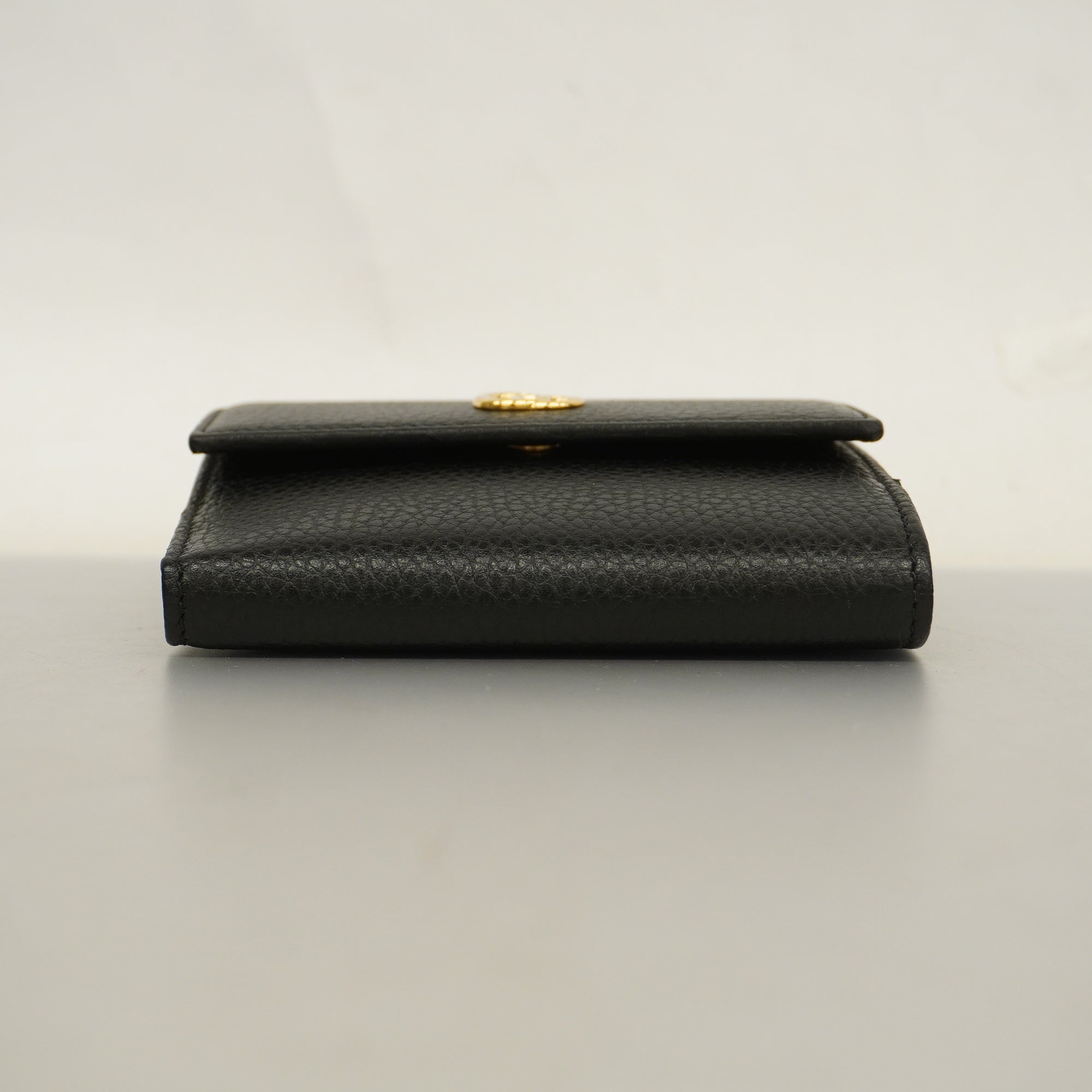 GUCCIAuth  GG Marmont Gold Hardware 456122 Women's Leather Wallet Black