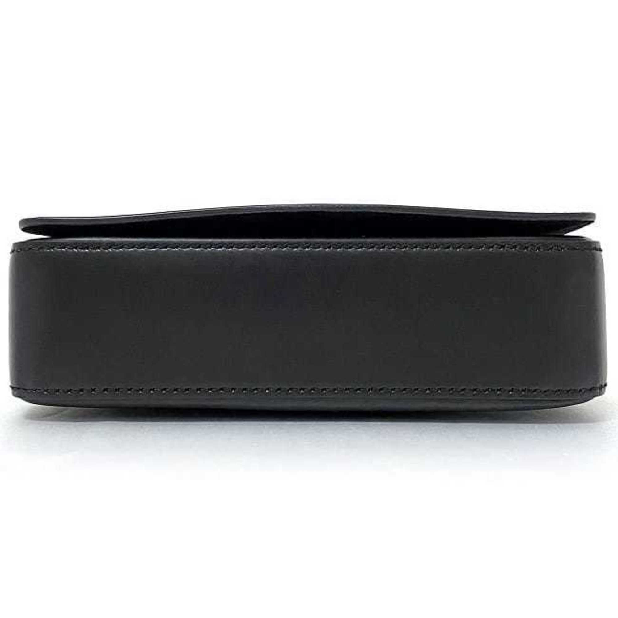 CHRISTIAN DIOR Clutch Bag Black Gold J'ADIOR Leather Handbag Flap Strap