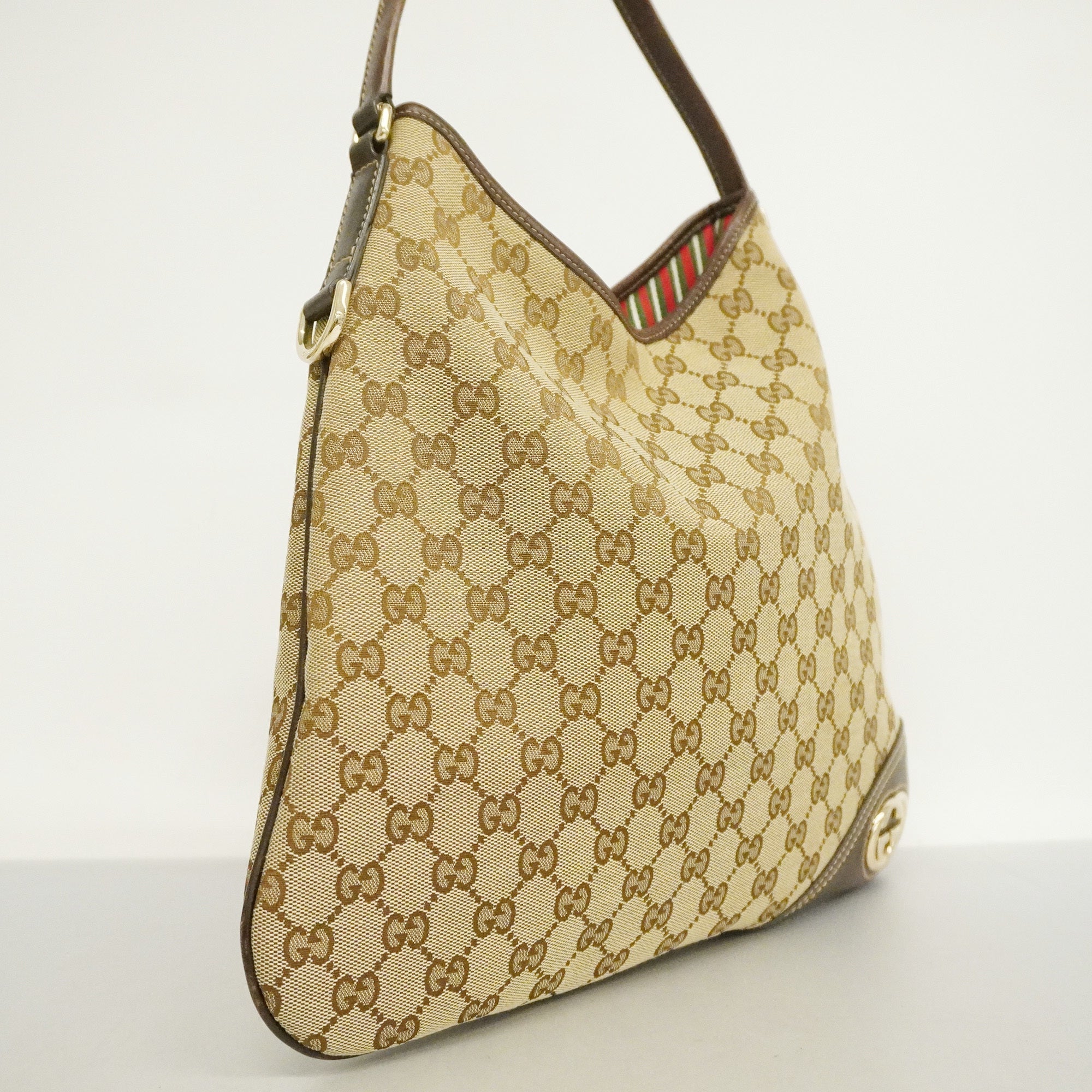 GUCCI  GG Canvas 169947 Women's GG Canvas,Leather Tote Bag Beige