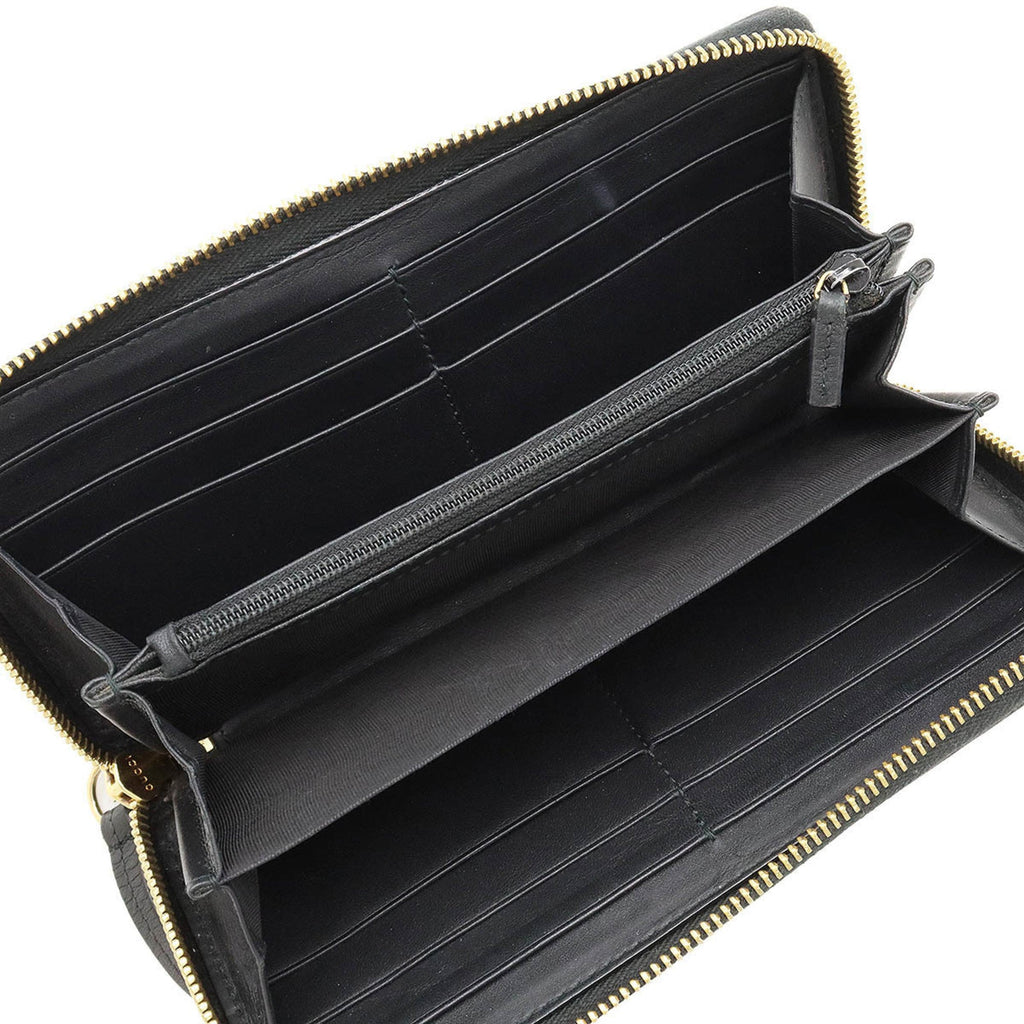 GUCCI SYLVIE Zip Around Round Long Wallet Leather Black 476083