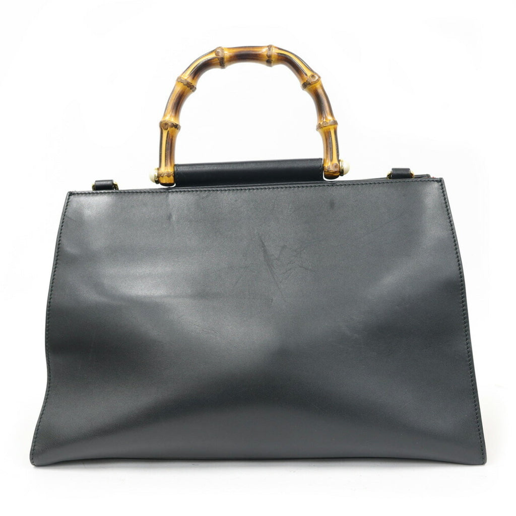 Gucci Shoulder Bag Bamboo Handbag Black Ladies