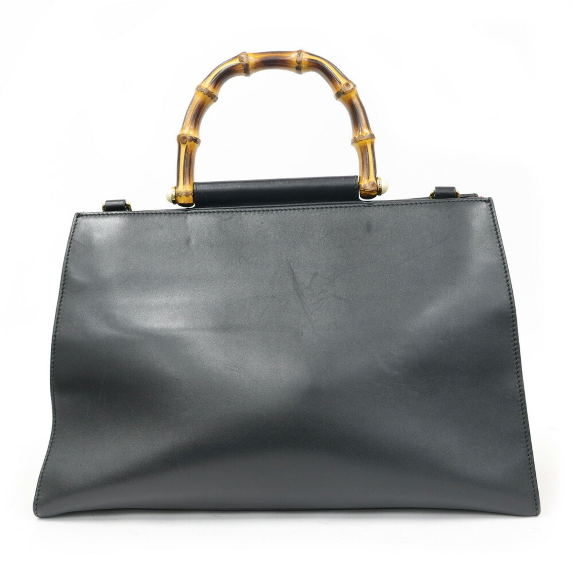 Gucci Shoulder Bag Bamboo Handbag Black Ladies