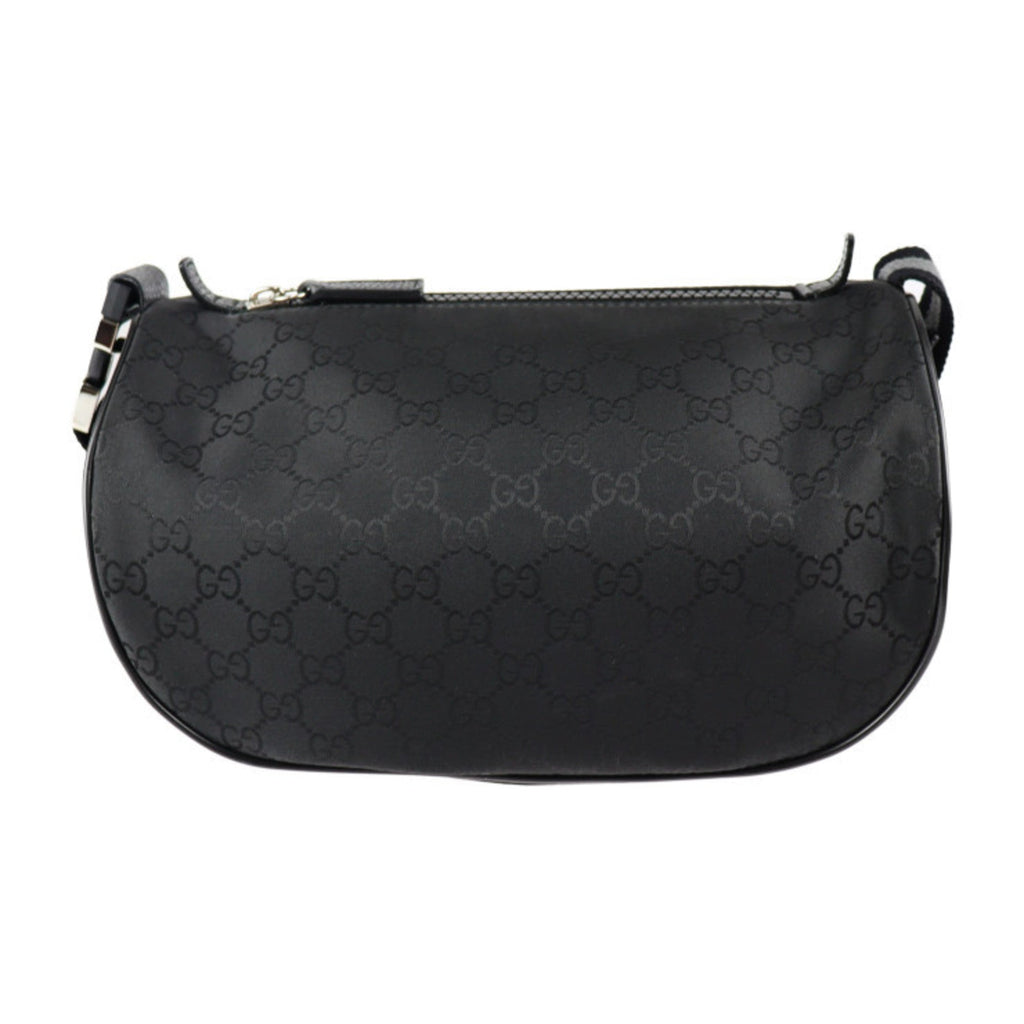 GUCCI Waist Bag 449182 GG Nylon x Leather Black Silver Hardware Body Hip