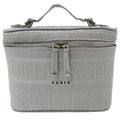 CHRISTIAN DIOR Bag Women's Canvas Vanity Handbag Gray Canage Embroidered Makeup Storage