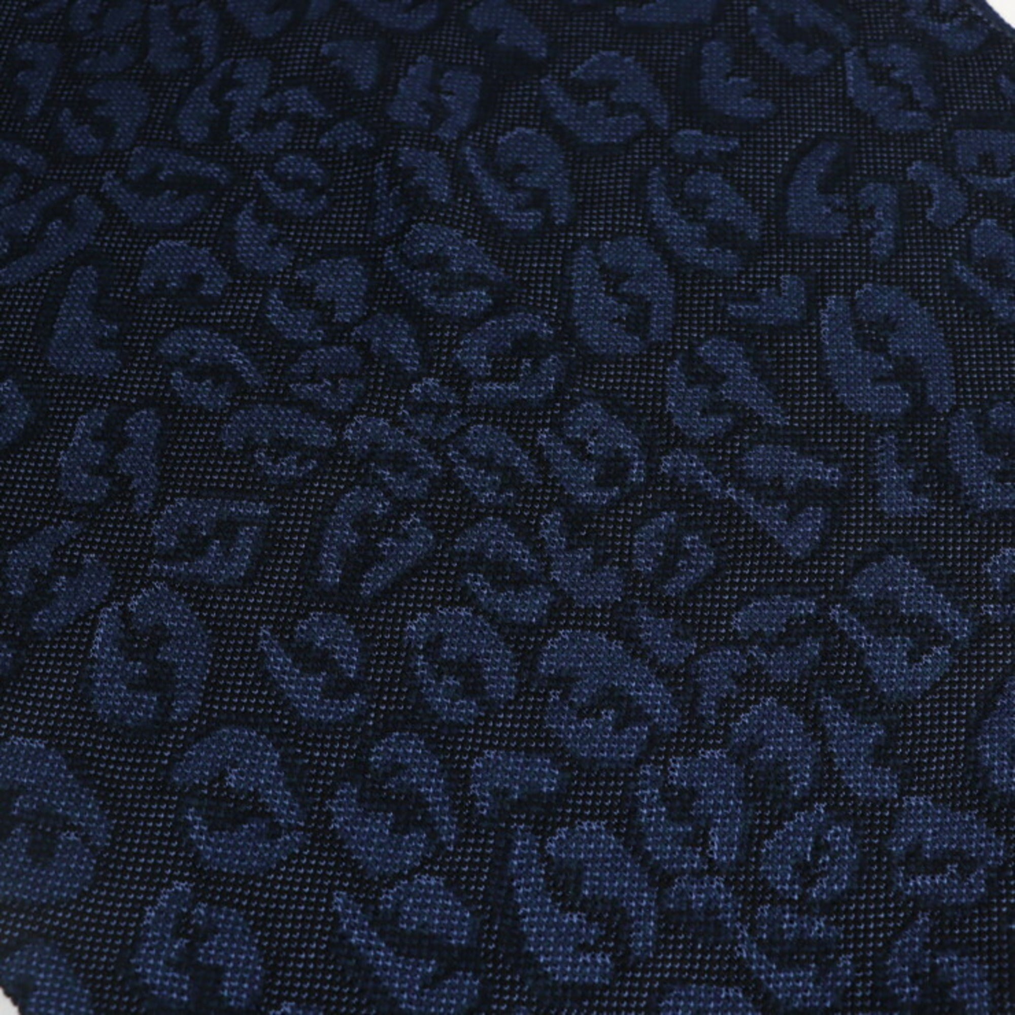 FENDI Zucca pattern muffler FXT151 A208 wool rayon blue navy leopard