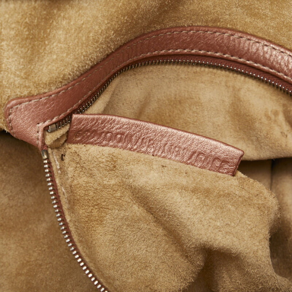FENDI Selleria Handbag Tote Bag Champagne Pink Leather Women's