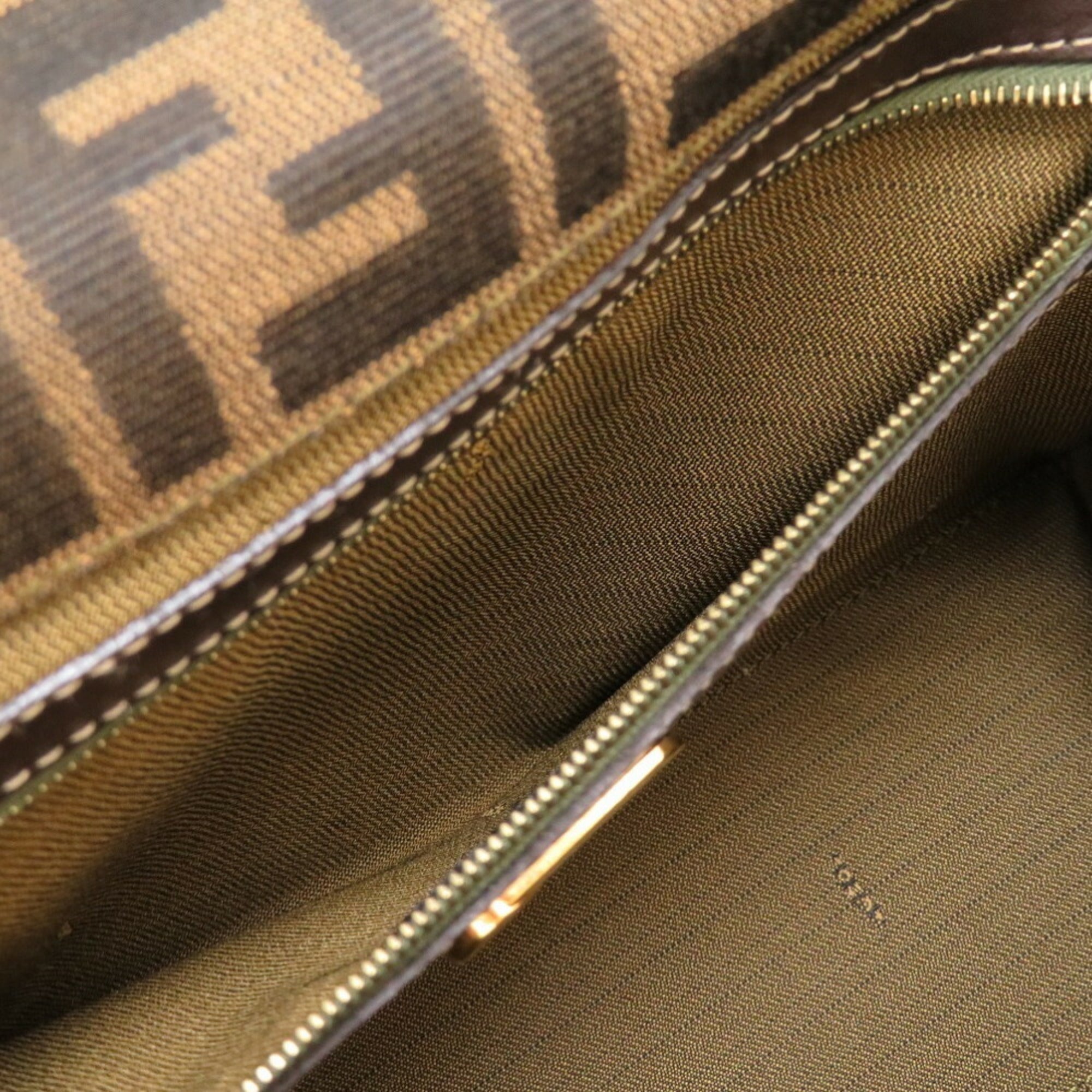 FENDI ZUCCA CANVAS BROWN HANDBAG