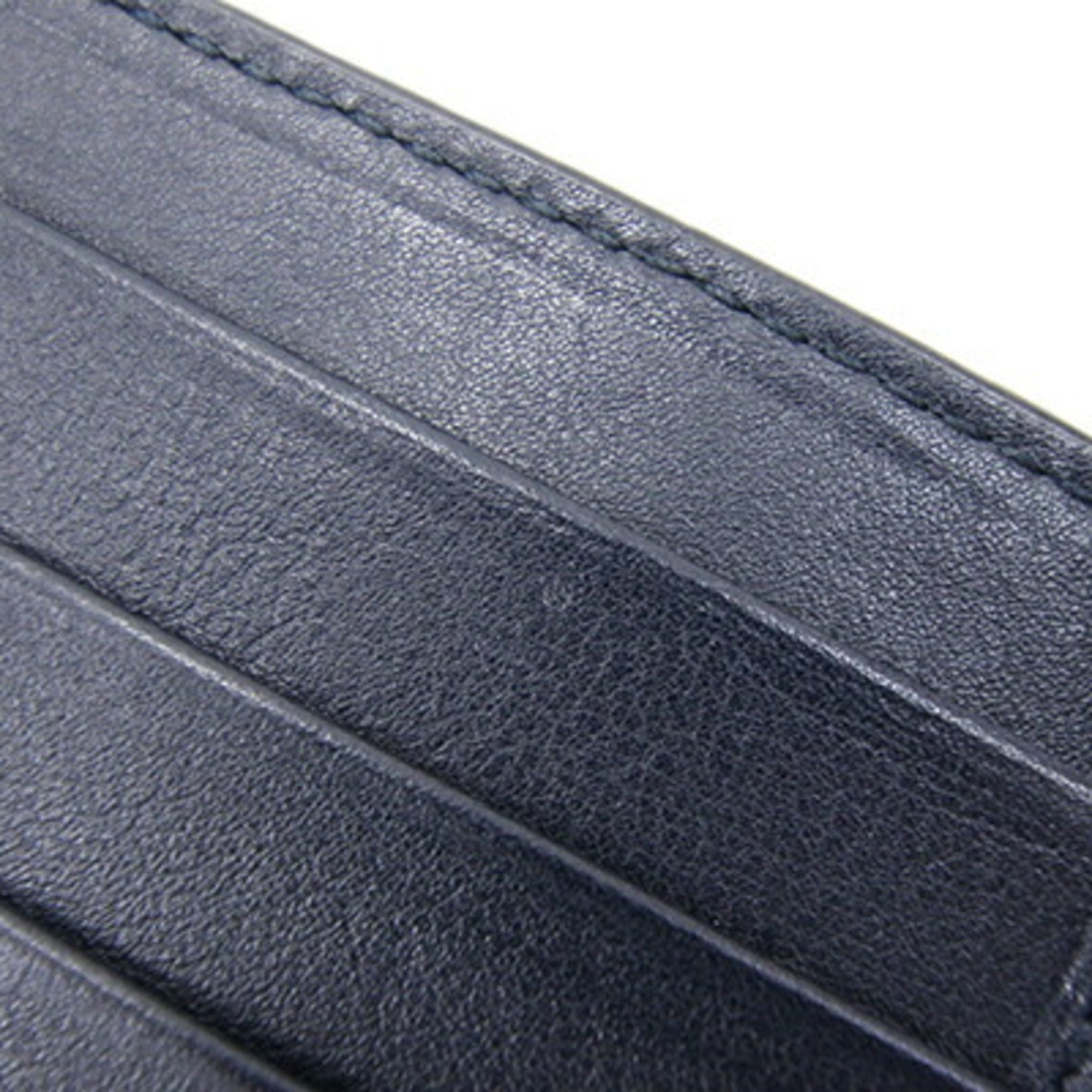 GUCCI Bifold Money Clip Micro sima 544478 Navy Leather Billfold Men's