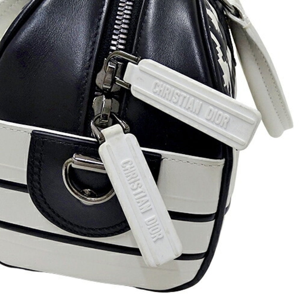CHRISTIAN DIOR Bag Ladies Handbag Shoulder 2way Vibe Small Leather Black White Houndstooth Bicolor