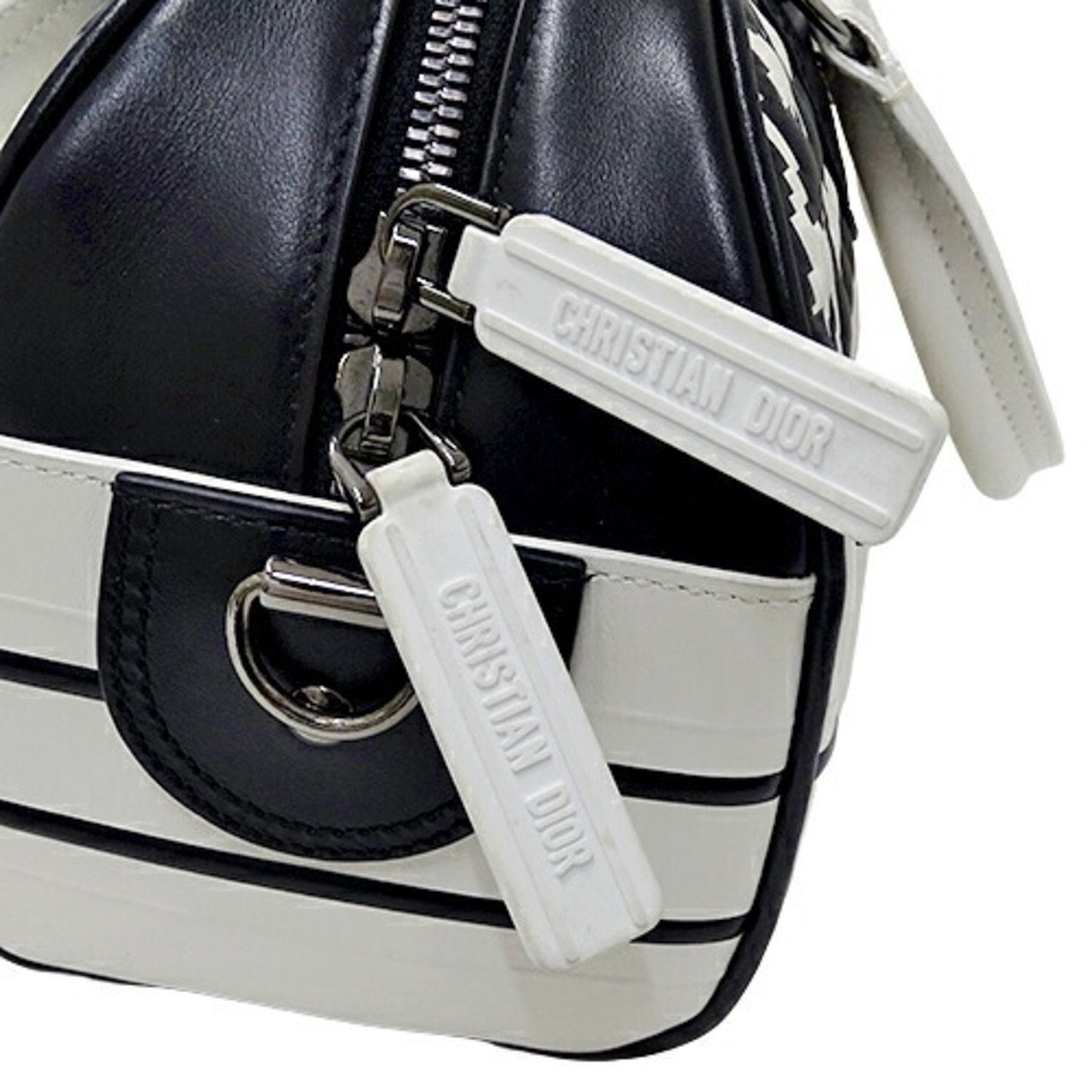 CHRISTIAN DIOR Bag Ladies Handbag Shoulder 2way Vibe Small Leather Black White Houndstooth Bicolor