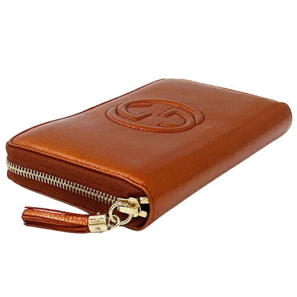 GUCCI Wallet Women's Long Soho Leather Orange 308280 Metallic Tassel Round