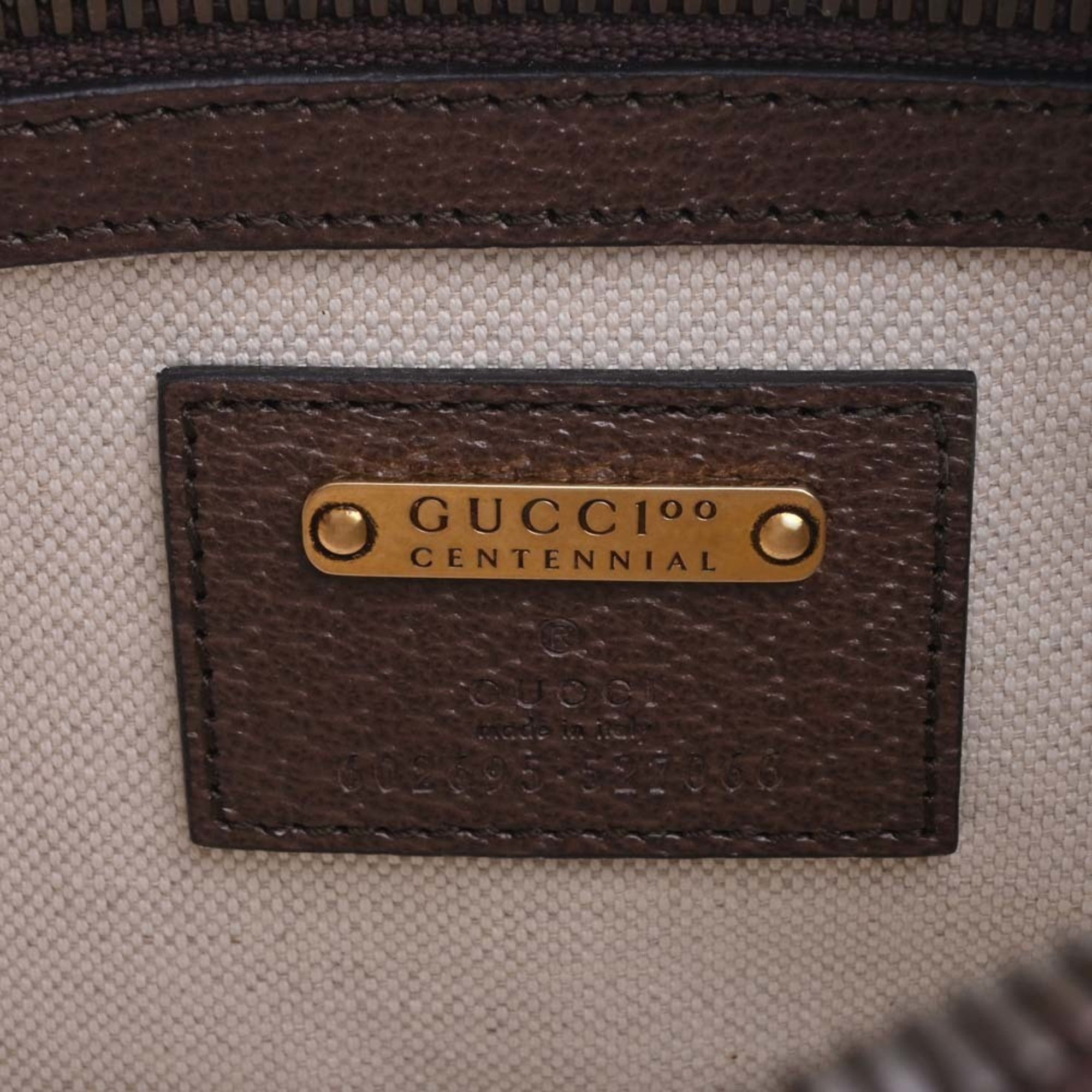 GUCCI Leather Waist Bag Belt 100th Anniversary 602695 Brown Women's