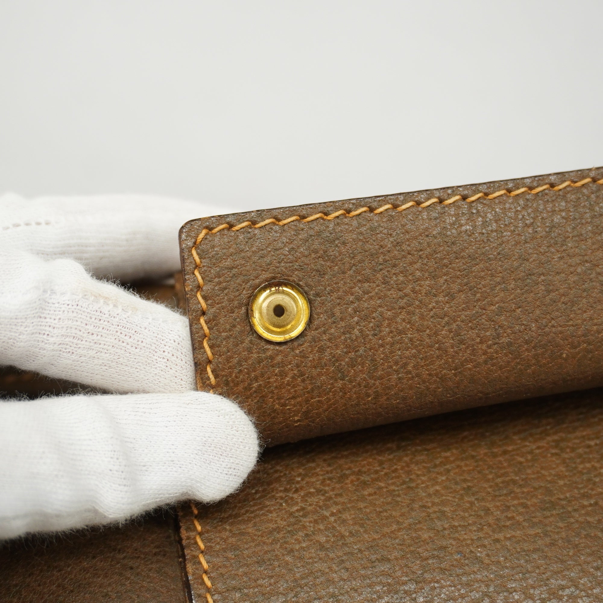 GUCCI  Old  010 525 1742 Men,Women,Unisex Leather Boston Bag Brown