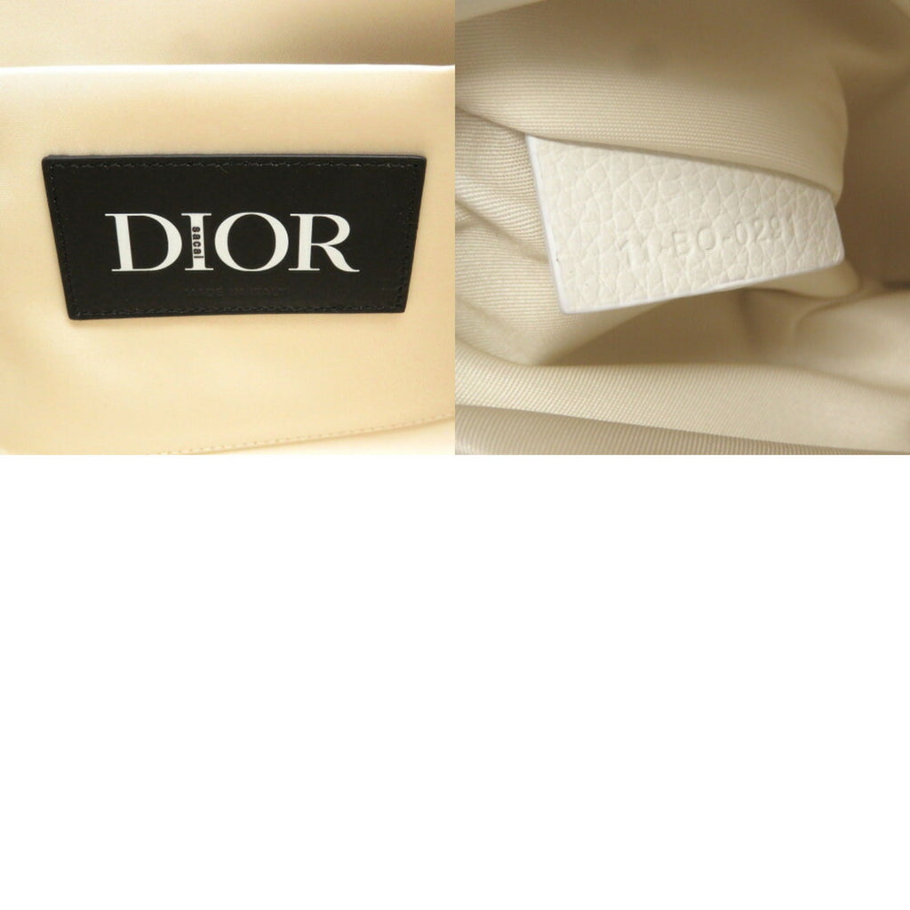 Christian Dior Dior Saddle Soft Bag Roller Coaster Leather Canvas White Shoulder