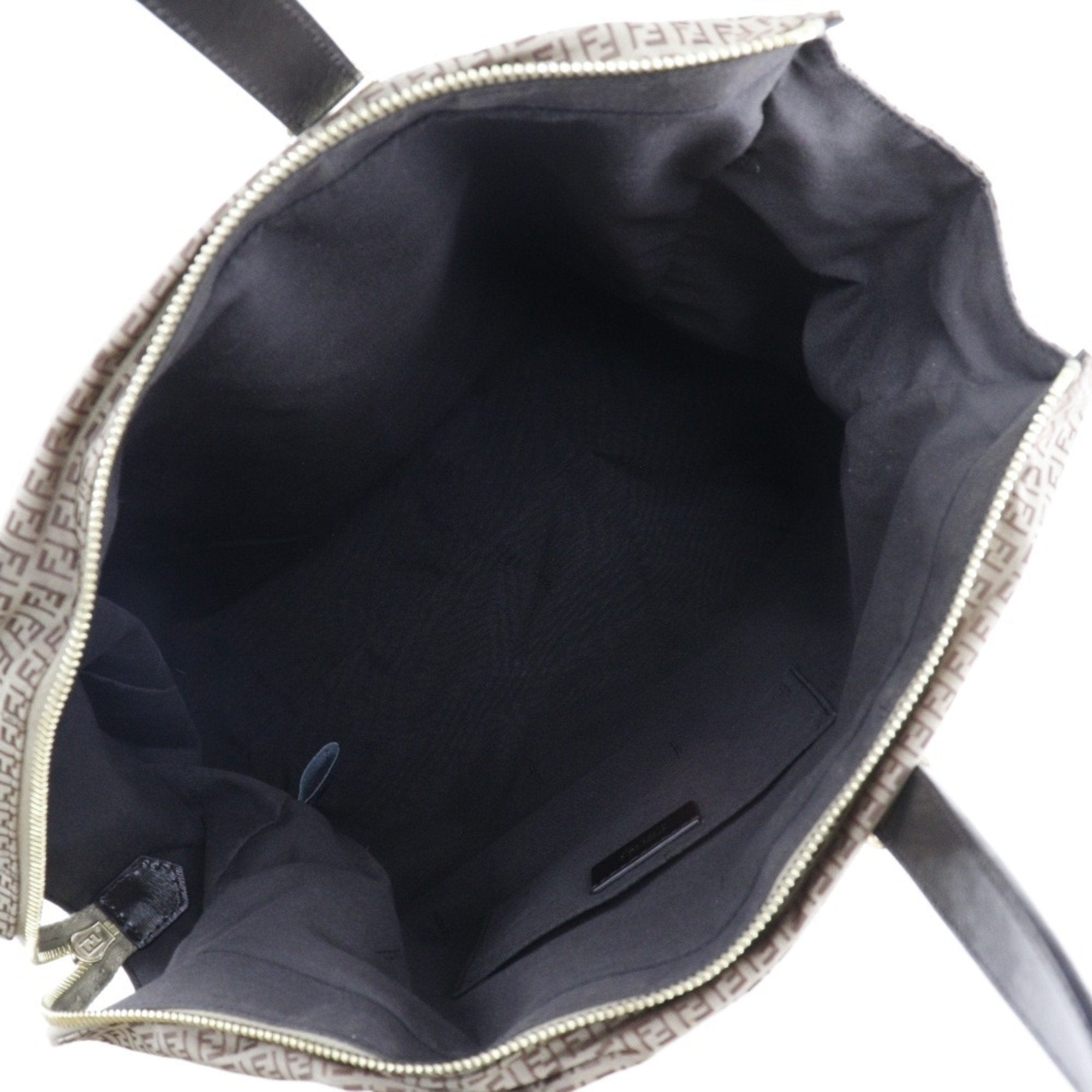 FENDI Micro Zucchini Tote Bag Nylon x Calf Brown Women's