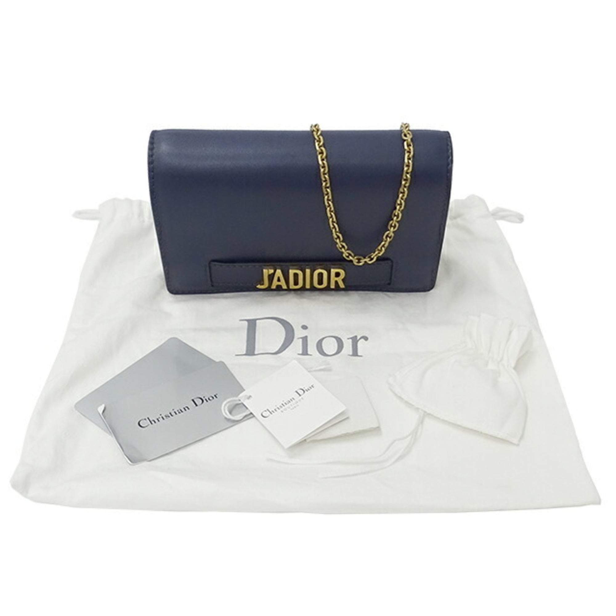 CHRISTIAN DIOR Bag Women's Jadior Shoulder Leather Chain Navy