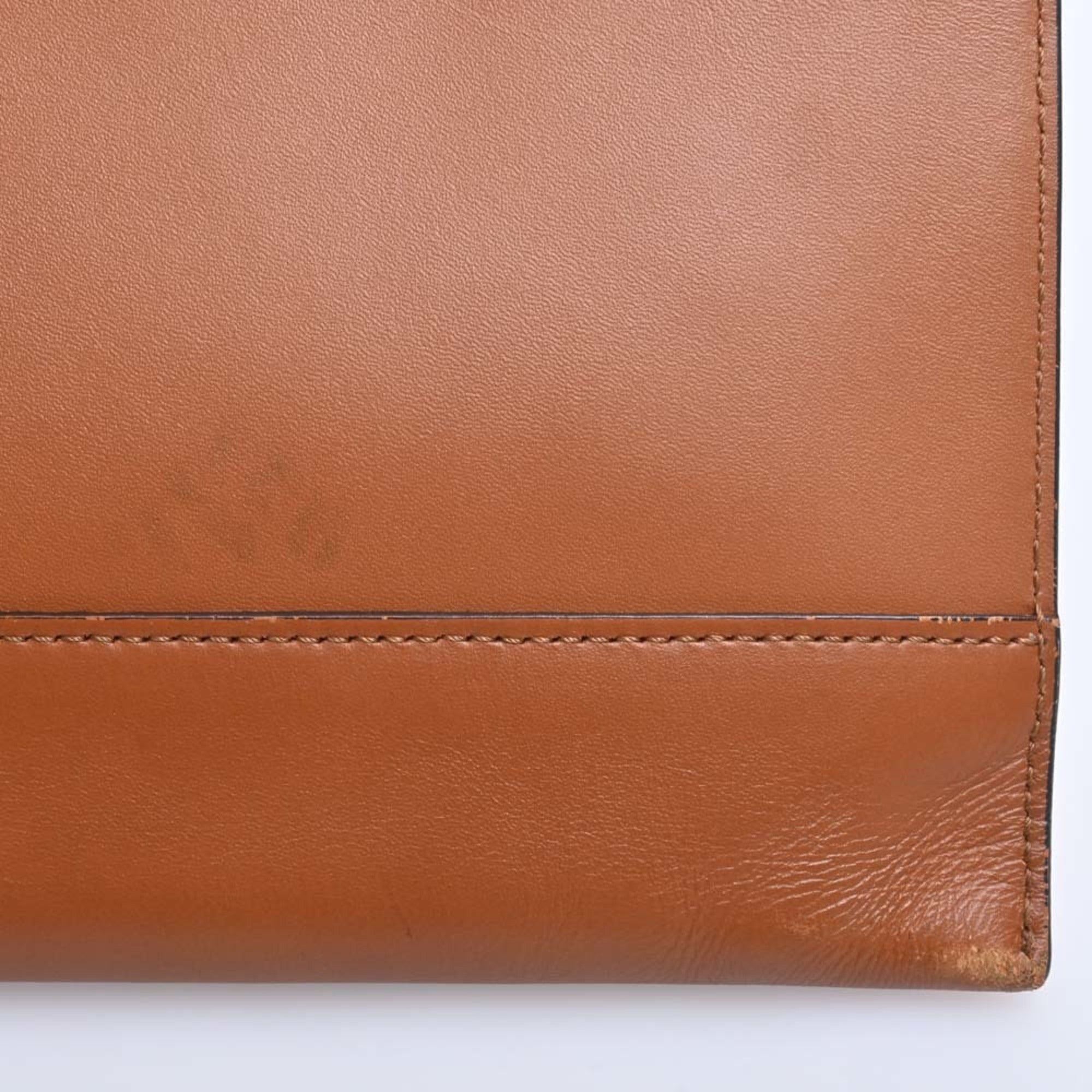 FENDI leather flat pouch clutch bag 8N0178 brown ladies