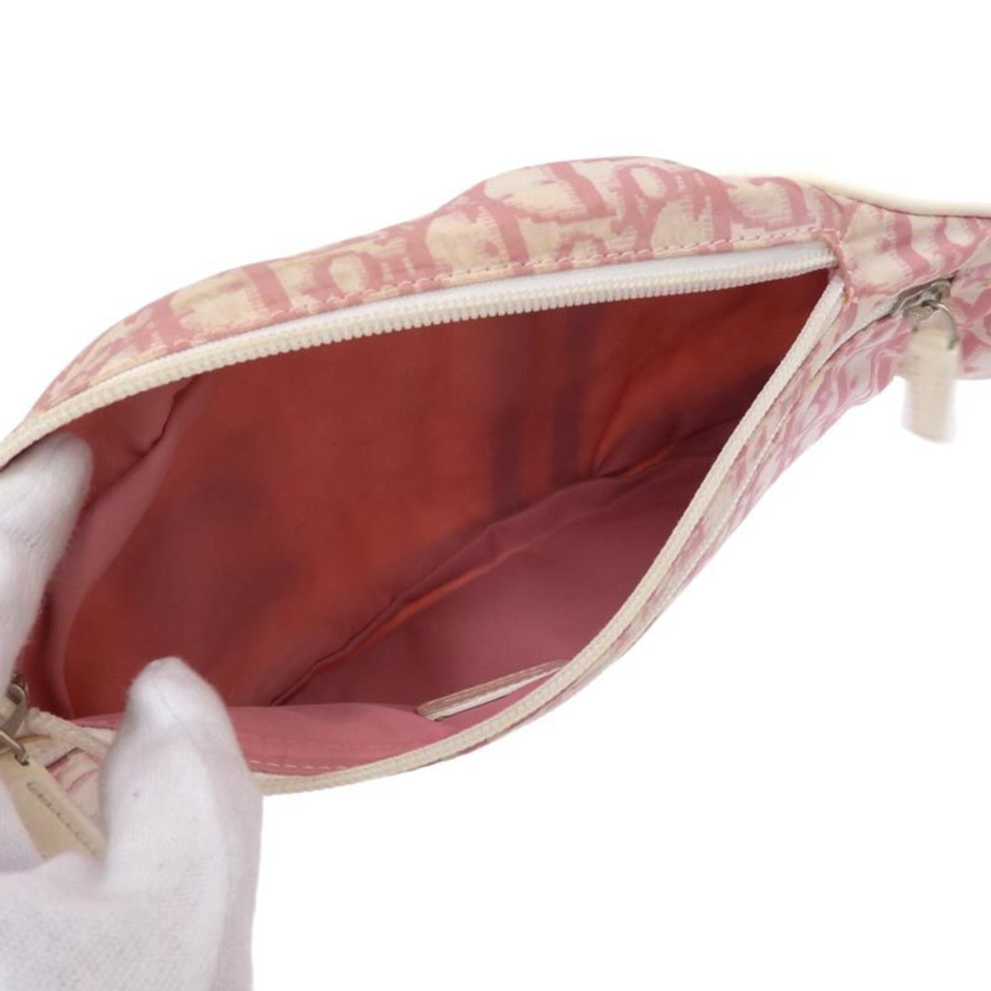 Christian Dior Bag Women's Waist Trotter Nylon Pink White