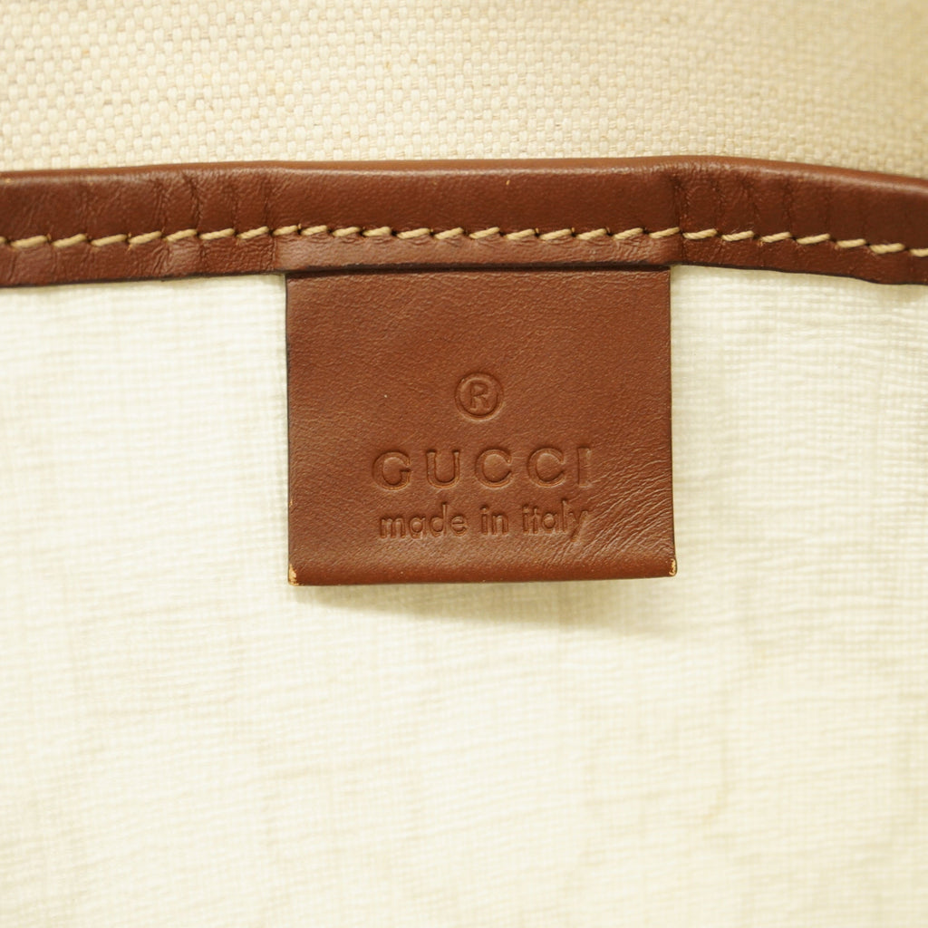 GUCCI  Tote Bag 211134 Women's GG Supreme,Leather Tote Bag Brown,Ivory