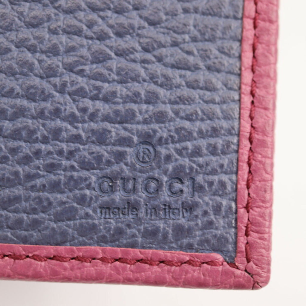 GUCCI Swing Continental Wallet Bifold 354498 Leather Purple Smoke Blue Gold Hardware Long