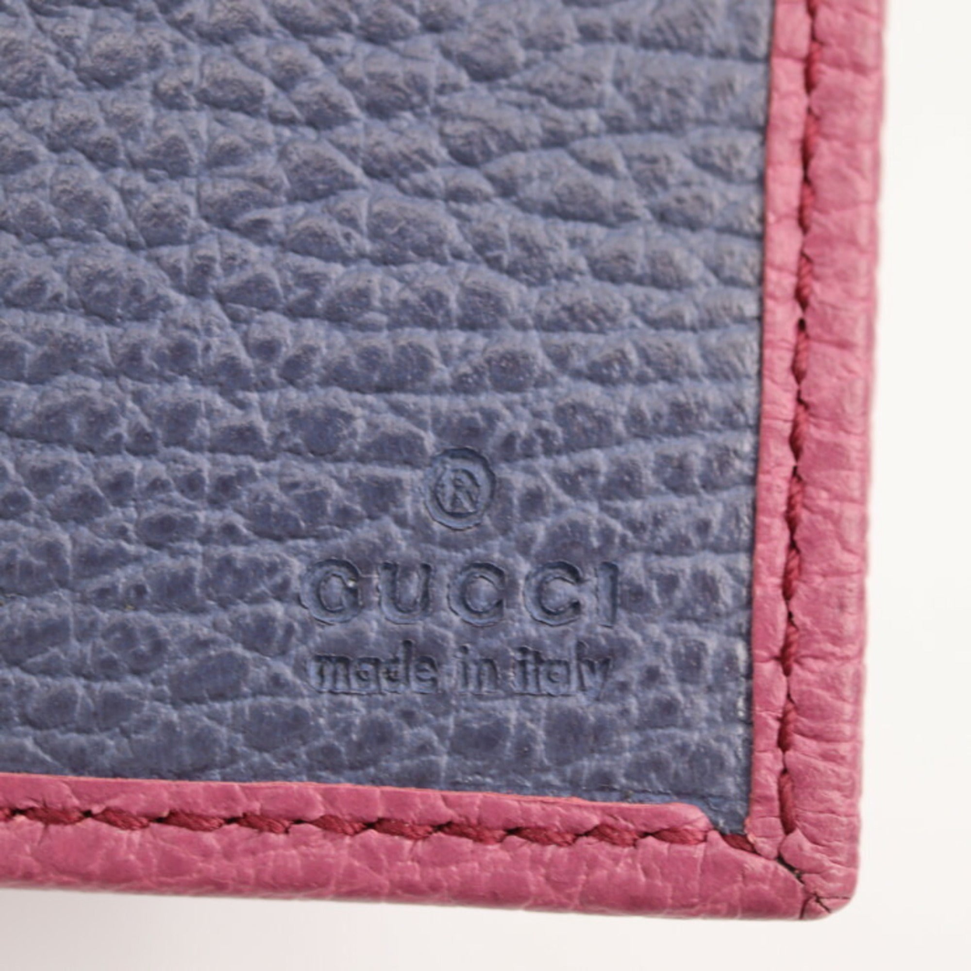 GUCCI Swing Continental Wallet Bifold 354498 Leather Purple Smoke Blue Gold Hardware Long
