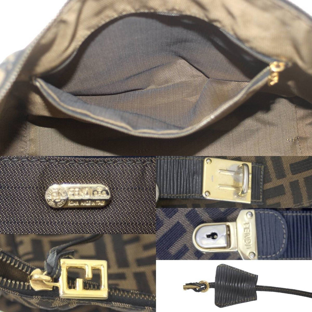FENDI Vanity Bag Handbag Zucca Pattern Brown