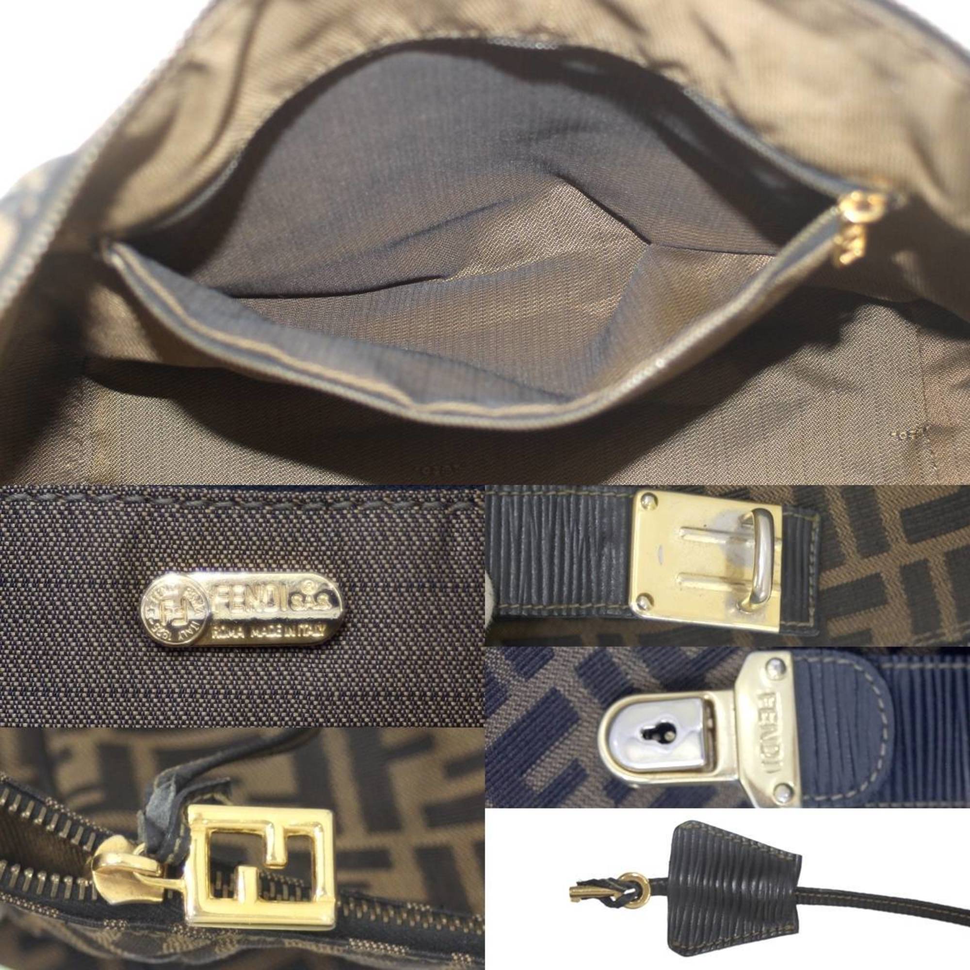 FENDI Vanity Bag Handbag Zucca Pattern Brown