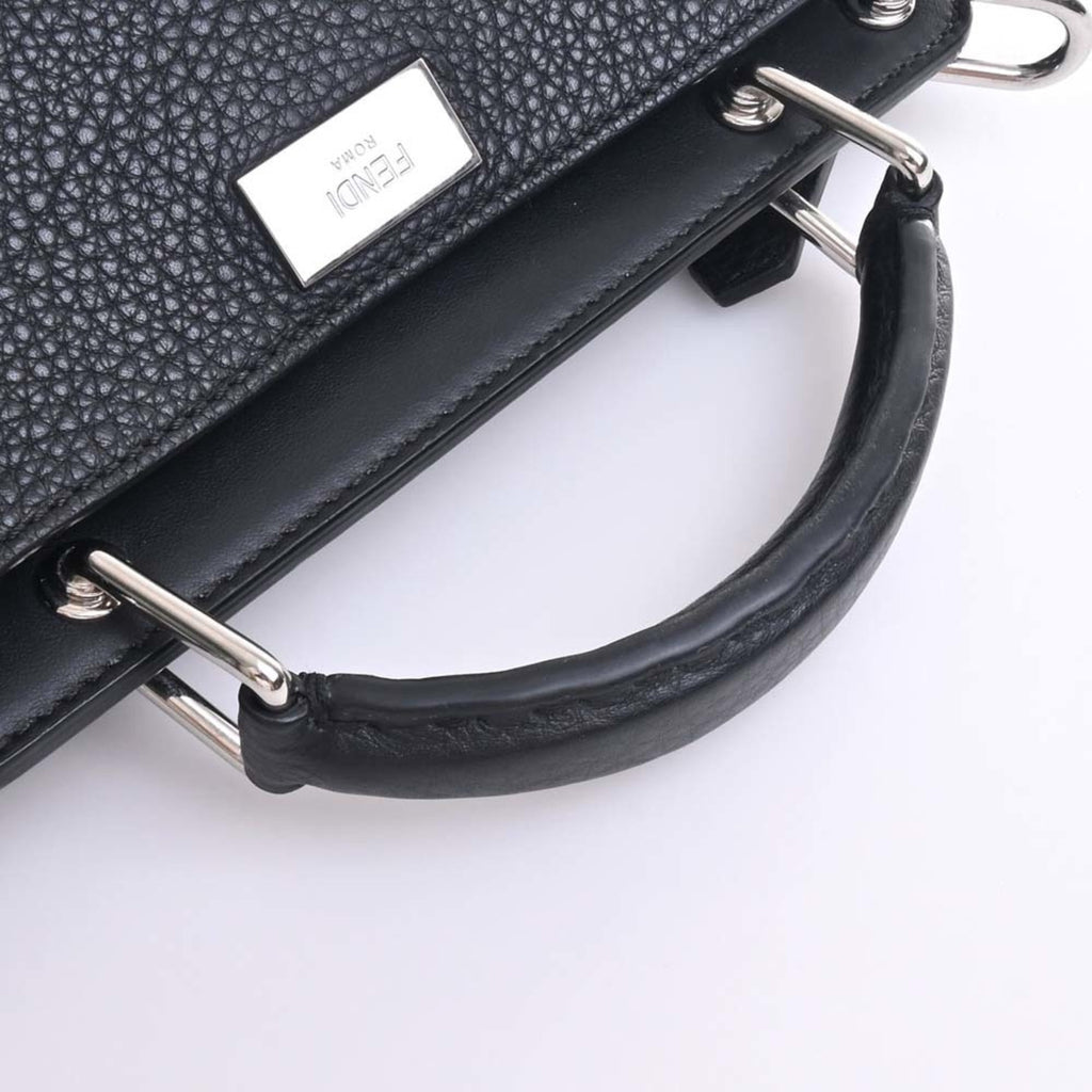FENDI Selleria Leather Peekaboo Essential Handbag 7VA506 Black Ladies
