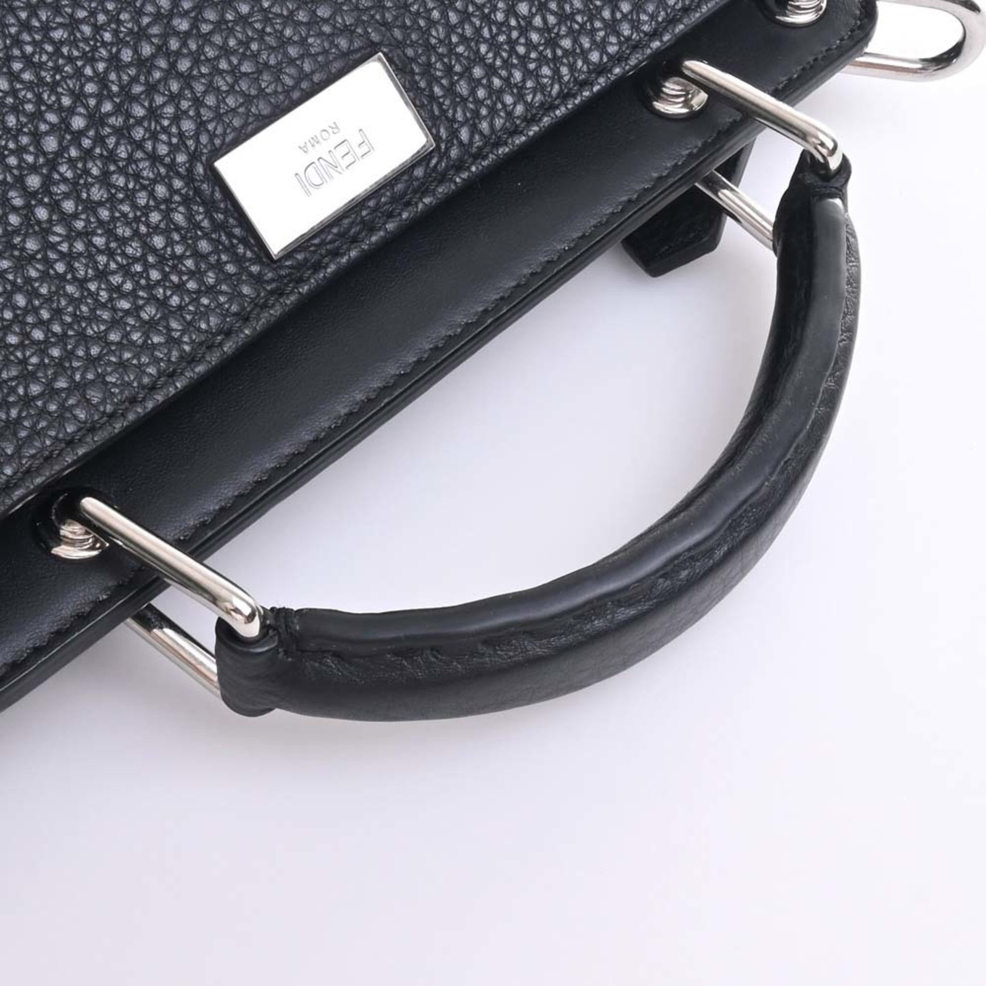 FENDI Selleria Leather Peekaboo Essential Handbag 7VA506 Black Ladies