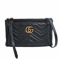 GUCCI GG Marmont Leather Shoulder Bag 453878 Black Women's