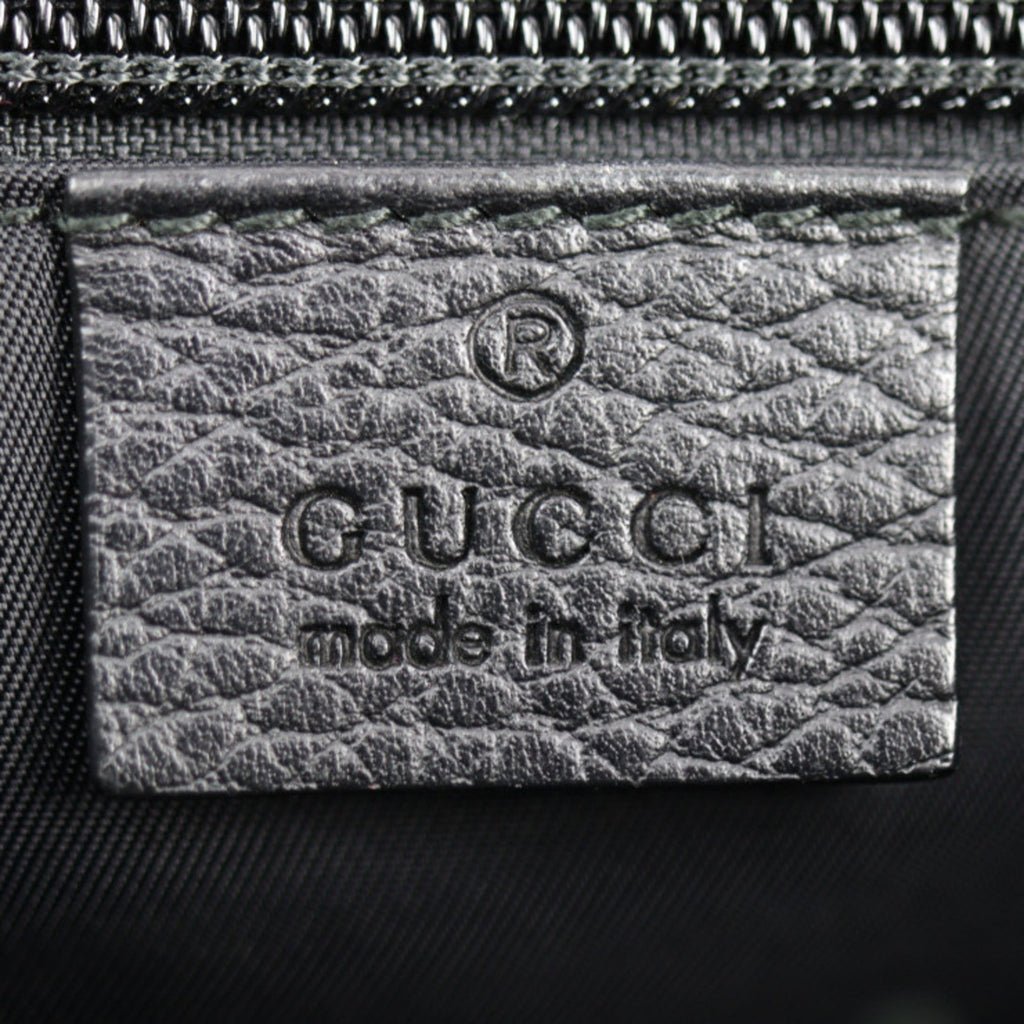 GUCCI tote bag 387067 GG nylon x leather black silver hardware handbag