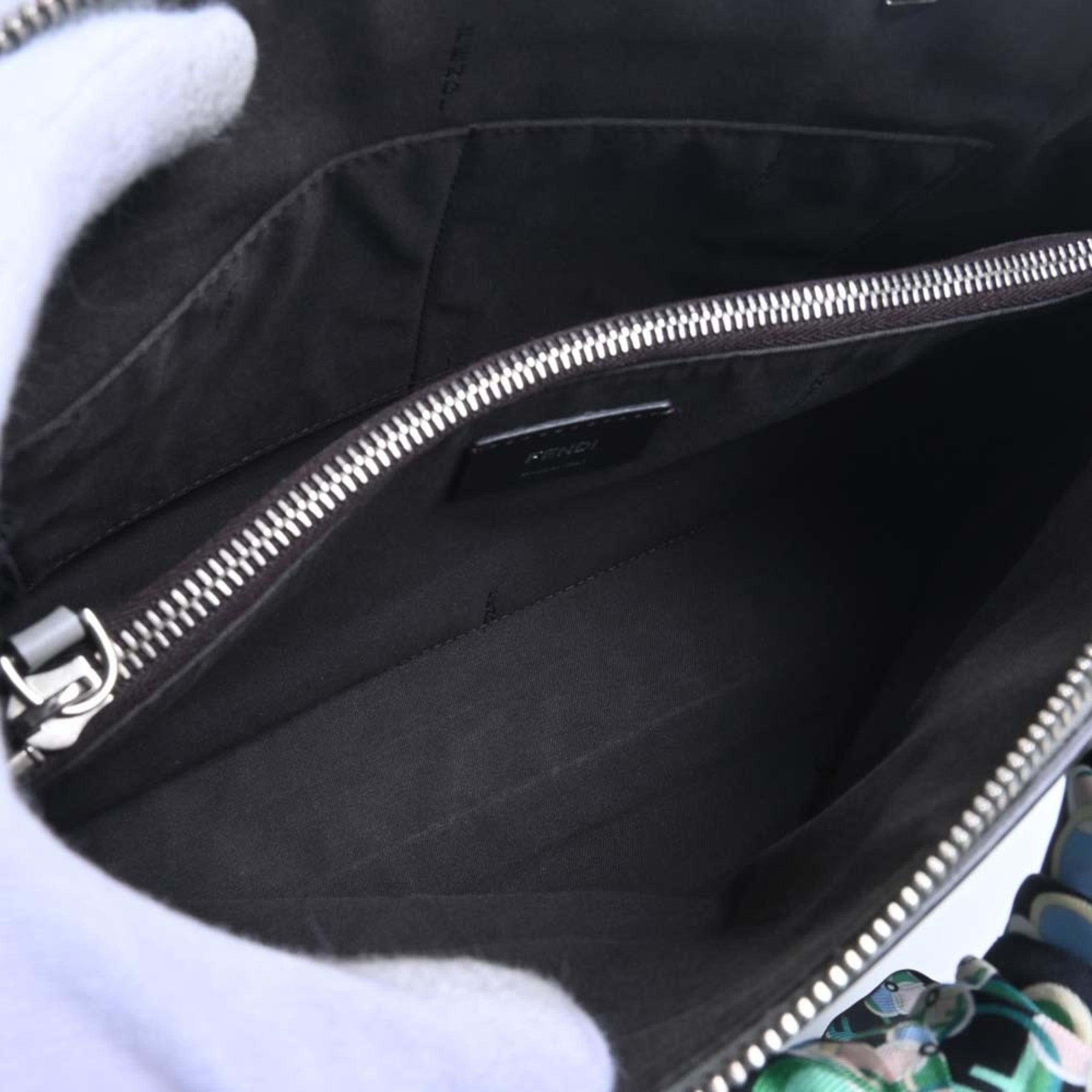 FENDI leather visor way medium handbag with twilly 8BL124 gray ladies