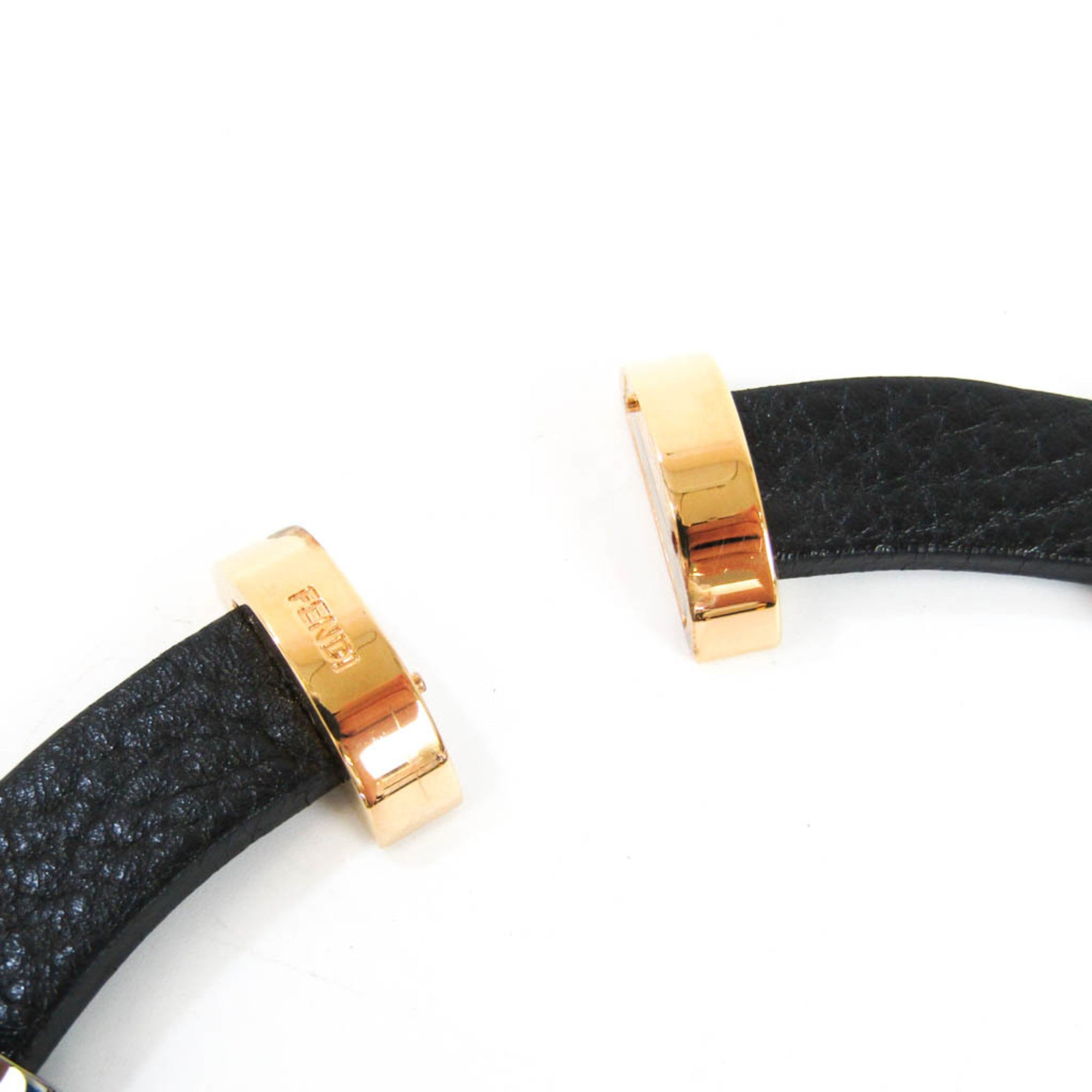 FENDI COLLANA C 8AG288 Leather,Metal Women's Choker Necklace [Black,Gold,Silver]