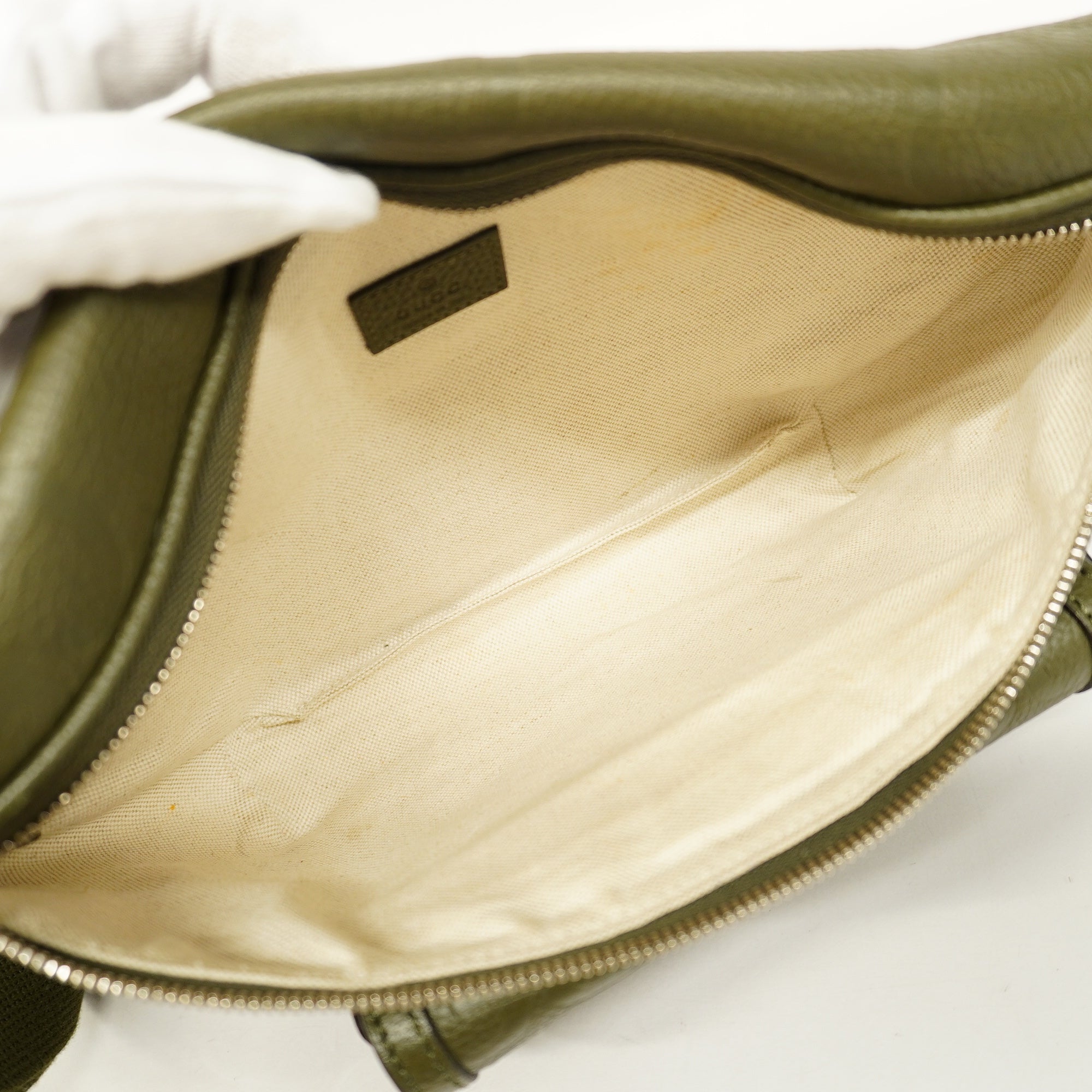 GUCCI  Jumbo GG 645093 Men's Leather Sling Bag Khaki