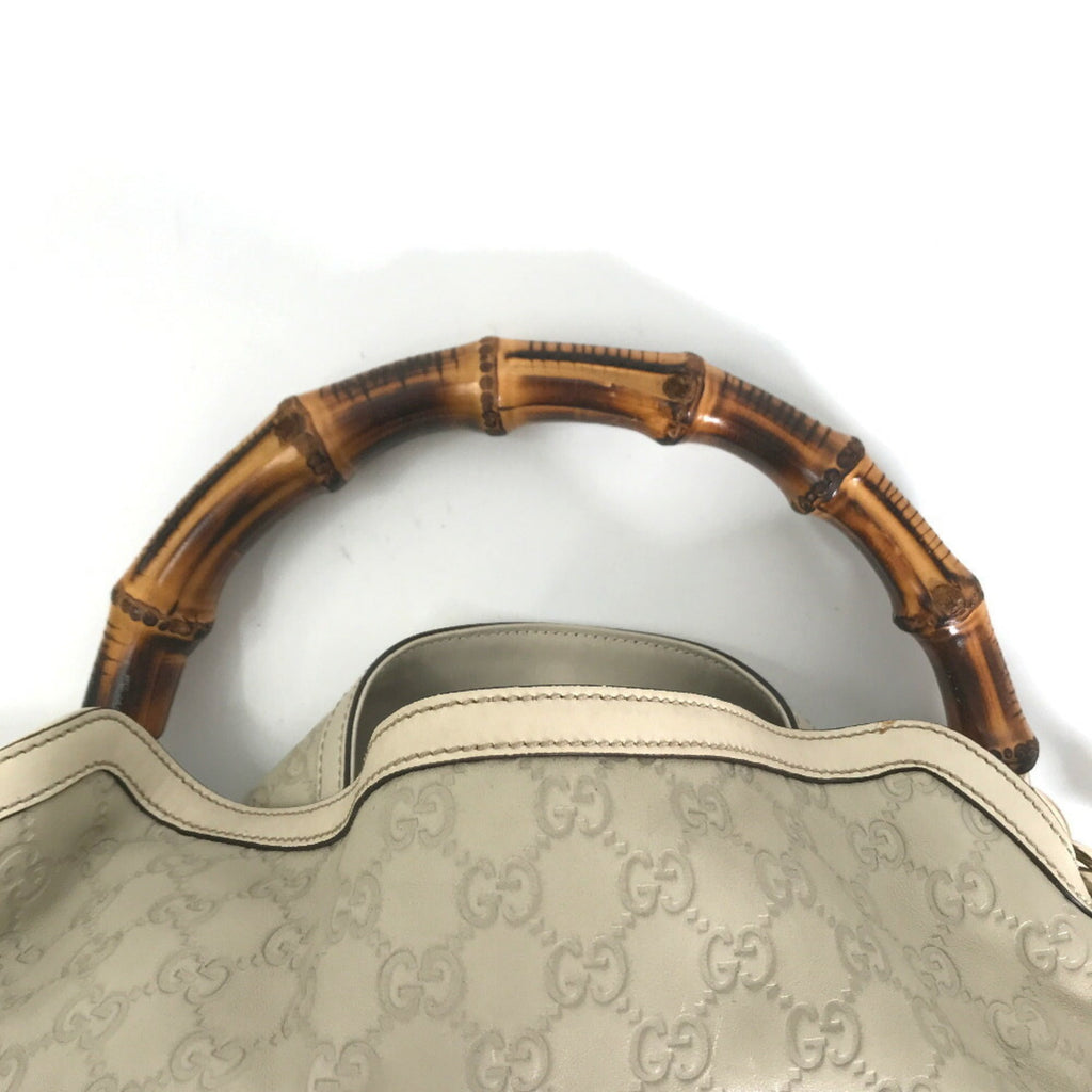 GUCCI Handbag Shima Bamboo 2way Shoulder 169976 Leather Cream Ladies
