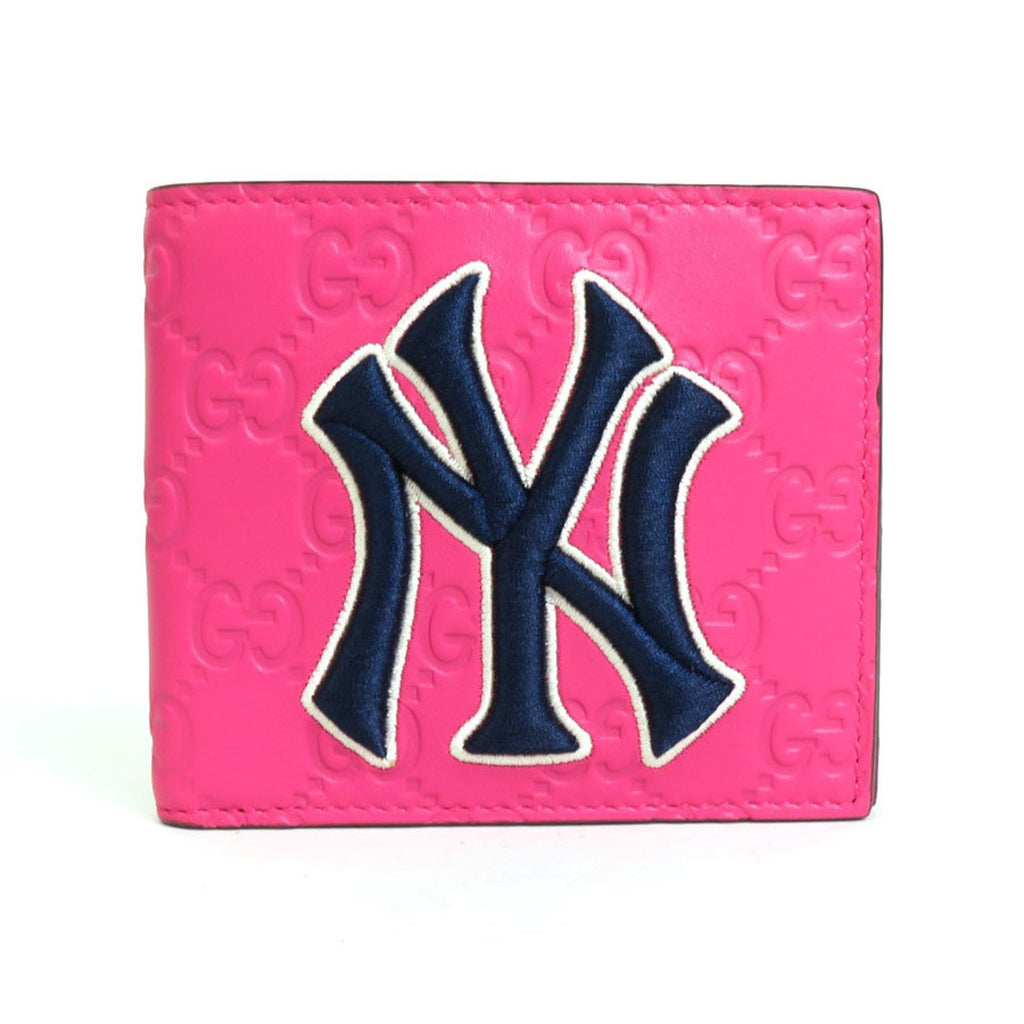 GUCCI Bill Purse NY Yankees Collaboration Leather Pink x Navy Men's 547787