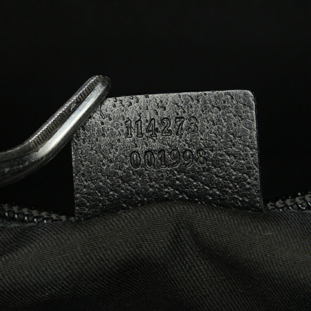 GUCCI GG Canvas Shoulder Bag 114273 Black Leather Women's