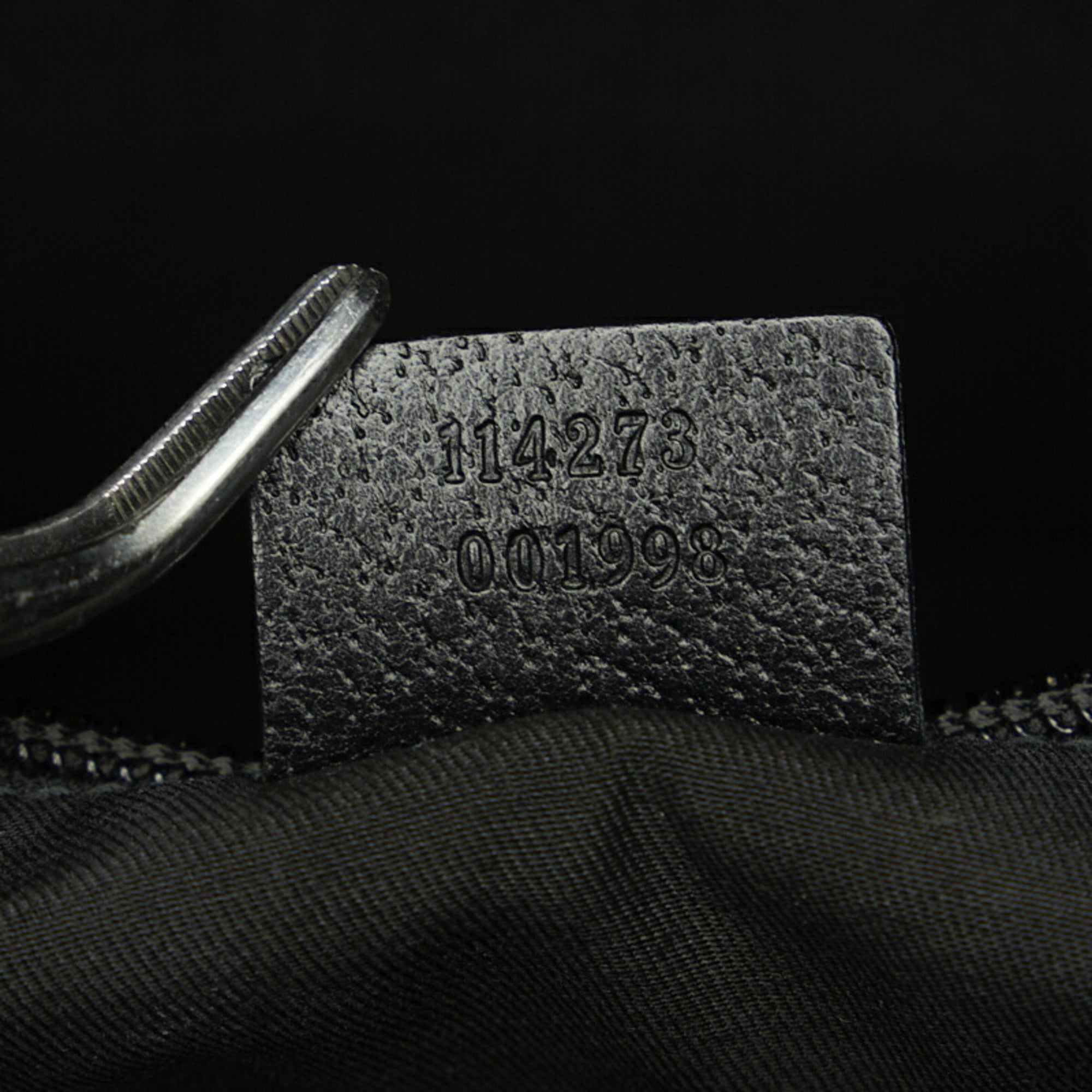 GUCCI GG Canvas Shoulder Bag 114273 Black Leather Women's