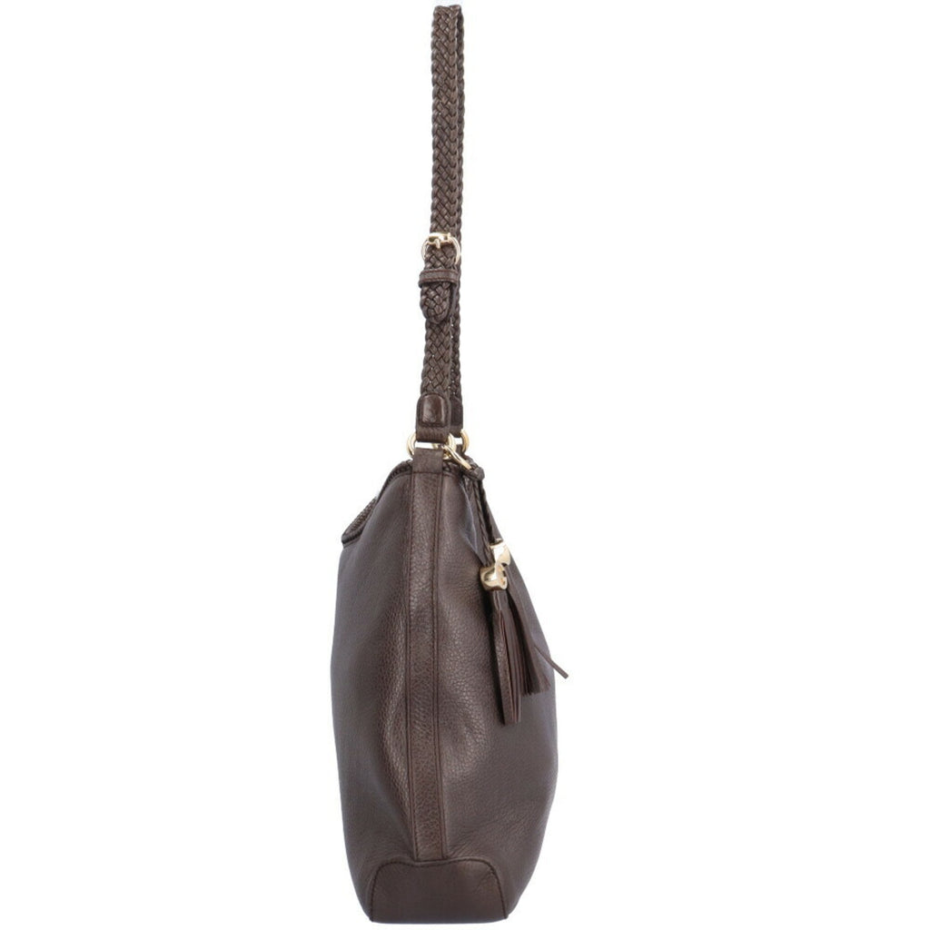 GUCCI Shoulder Bag Leather Brown Women's