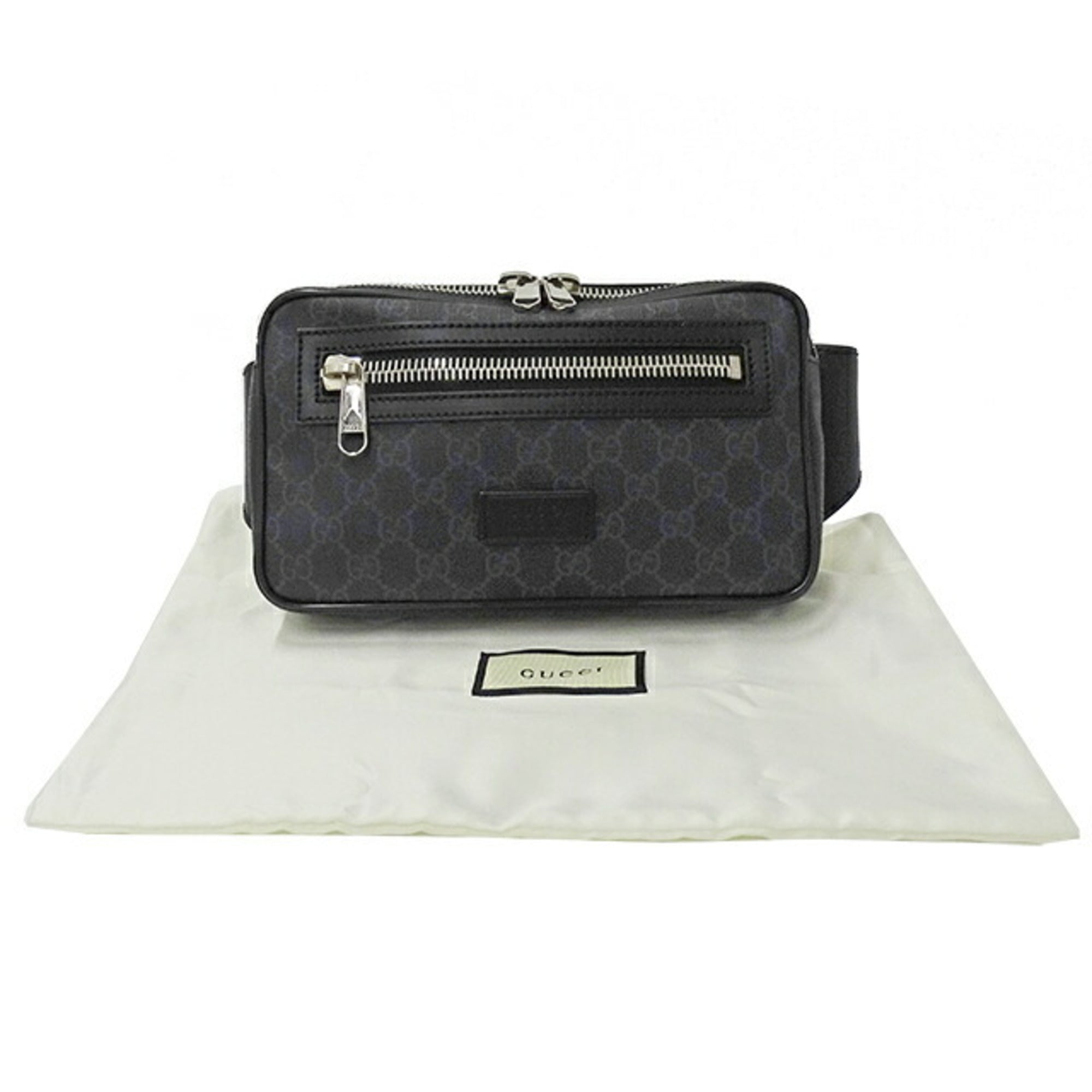 GUCCI bag men's body waist belt black 474293