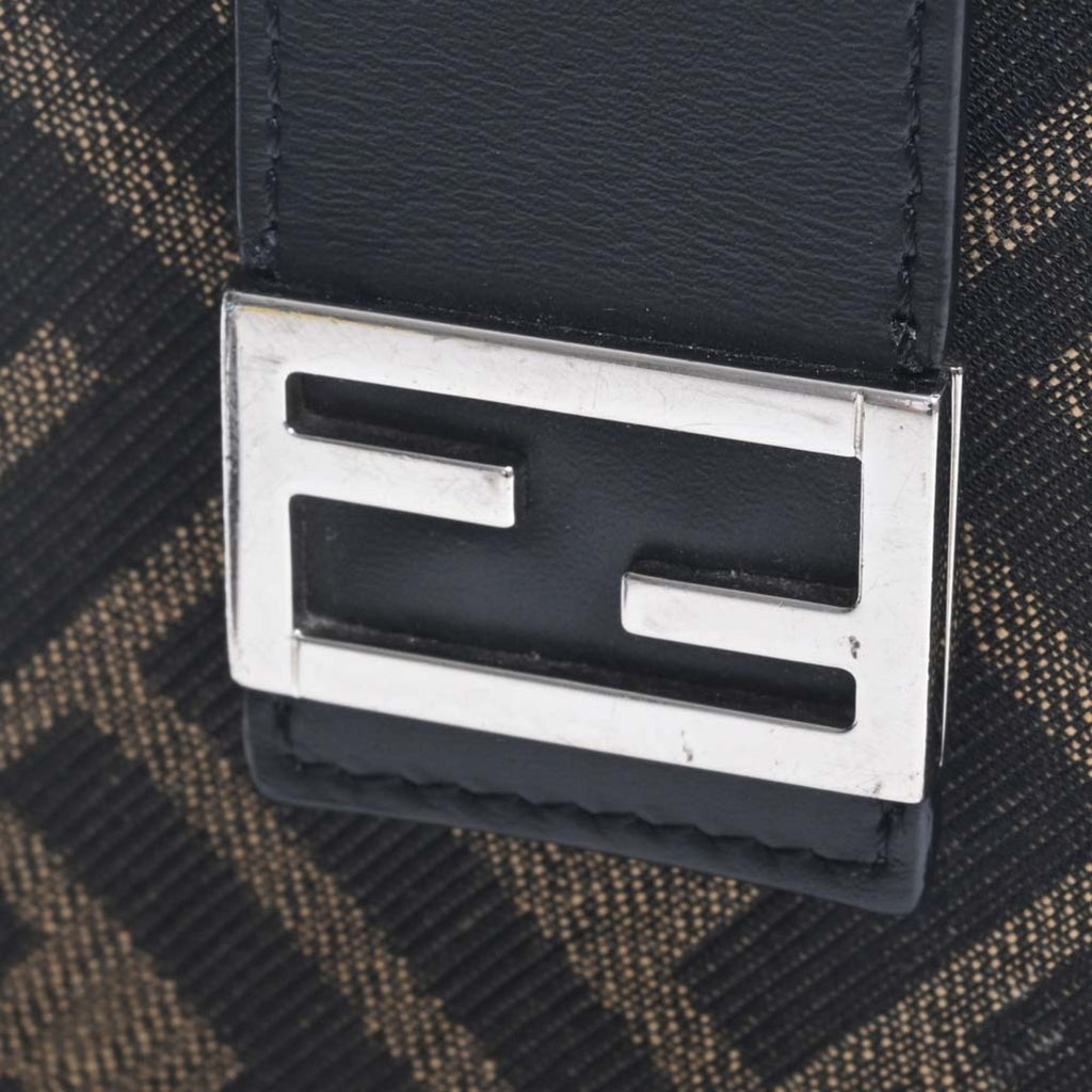 FENDI Canvas Leather FF Motif Smartphone Bag Shoulder 7AR944 Black Ladies