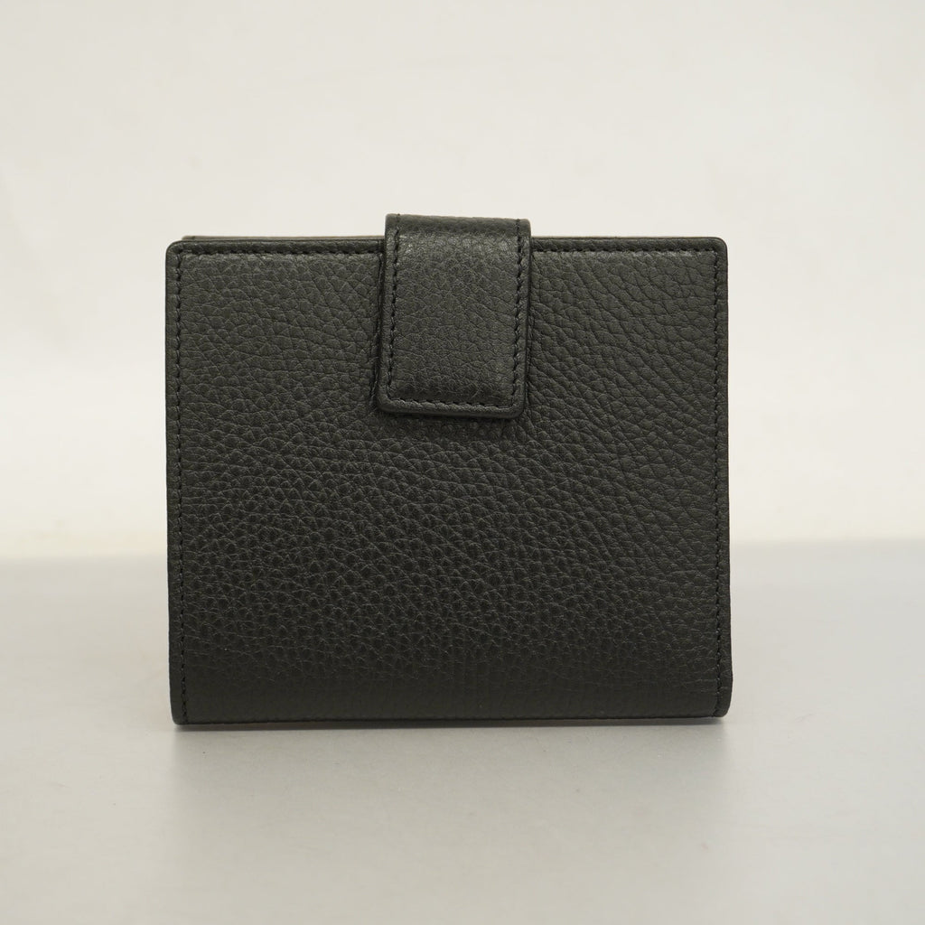 GUCCIAuth  GG Marmont Gold Hardware 456122 Women's Leather Wallet Black